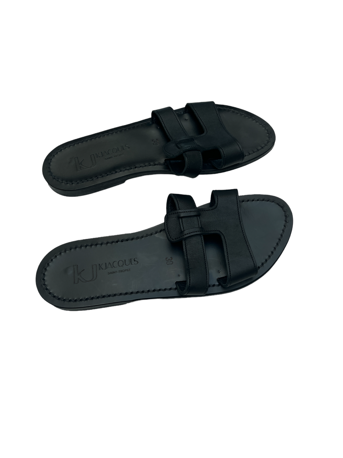 Black Leather Sandals - 7