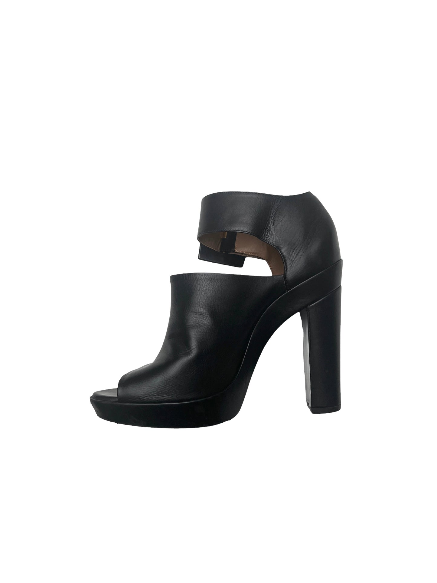 Black Leather Sandals with Buckles - 7.5