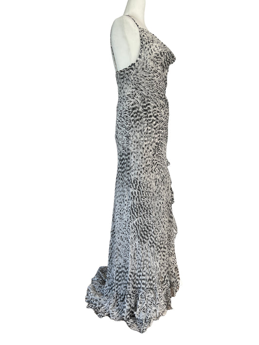 Long Silk Black and White Dress - 6