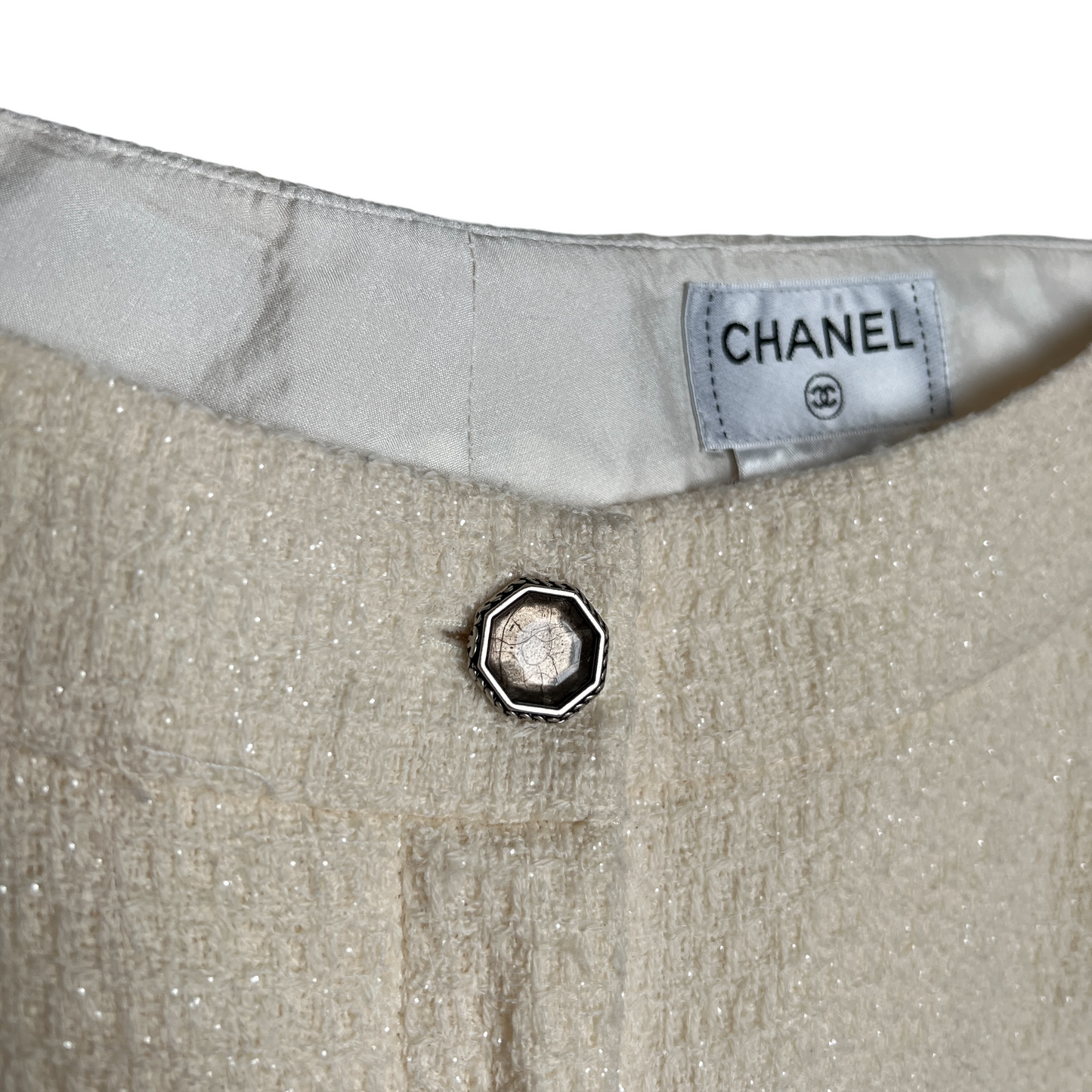 Shimmery Beige Tweed Pants - XS
