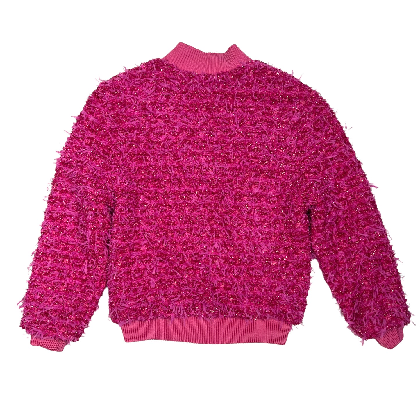 Metallic Pink Tweed Bomber - S