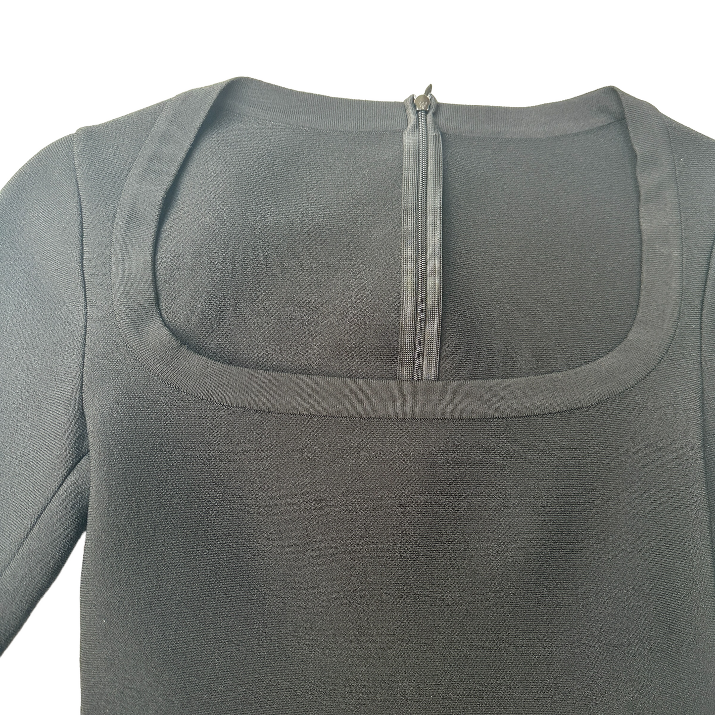 Black Fitted Eyelet Top - S