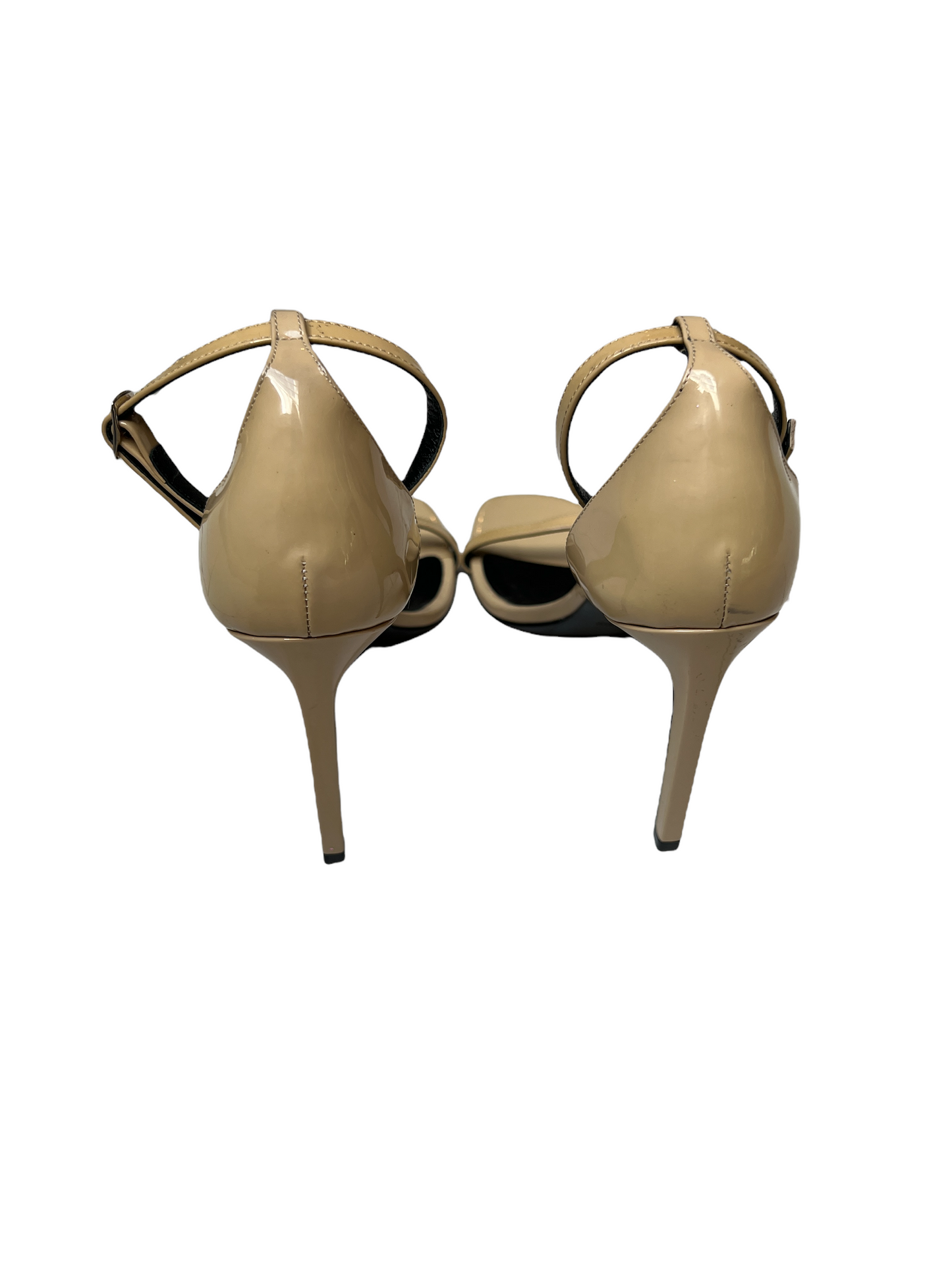 Beige Patent Strap Heels - 5
