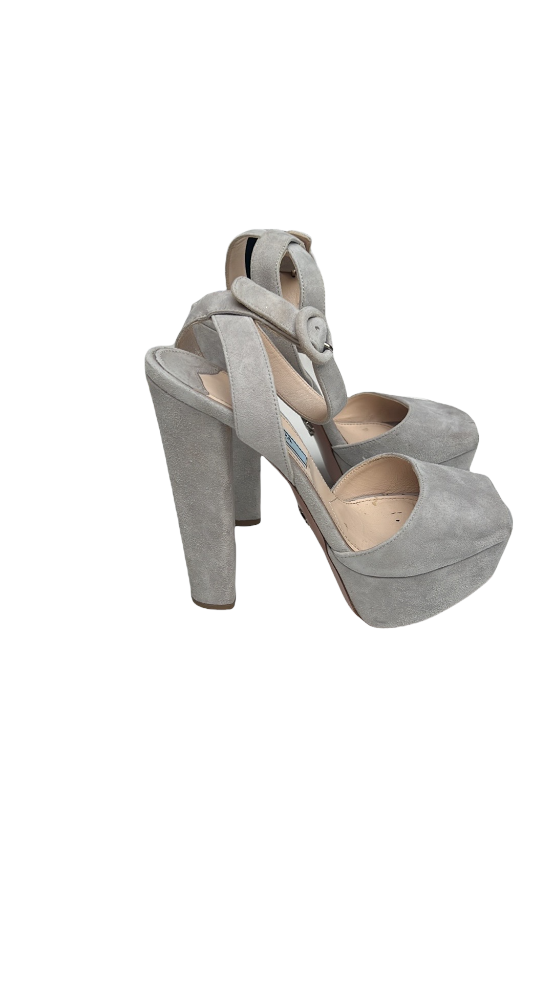 Pearl Grey Suede Platform Heels - 5.5