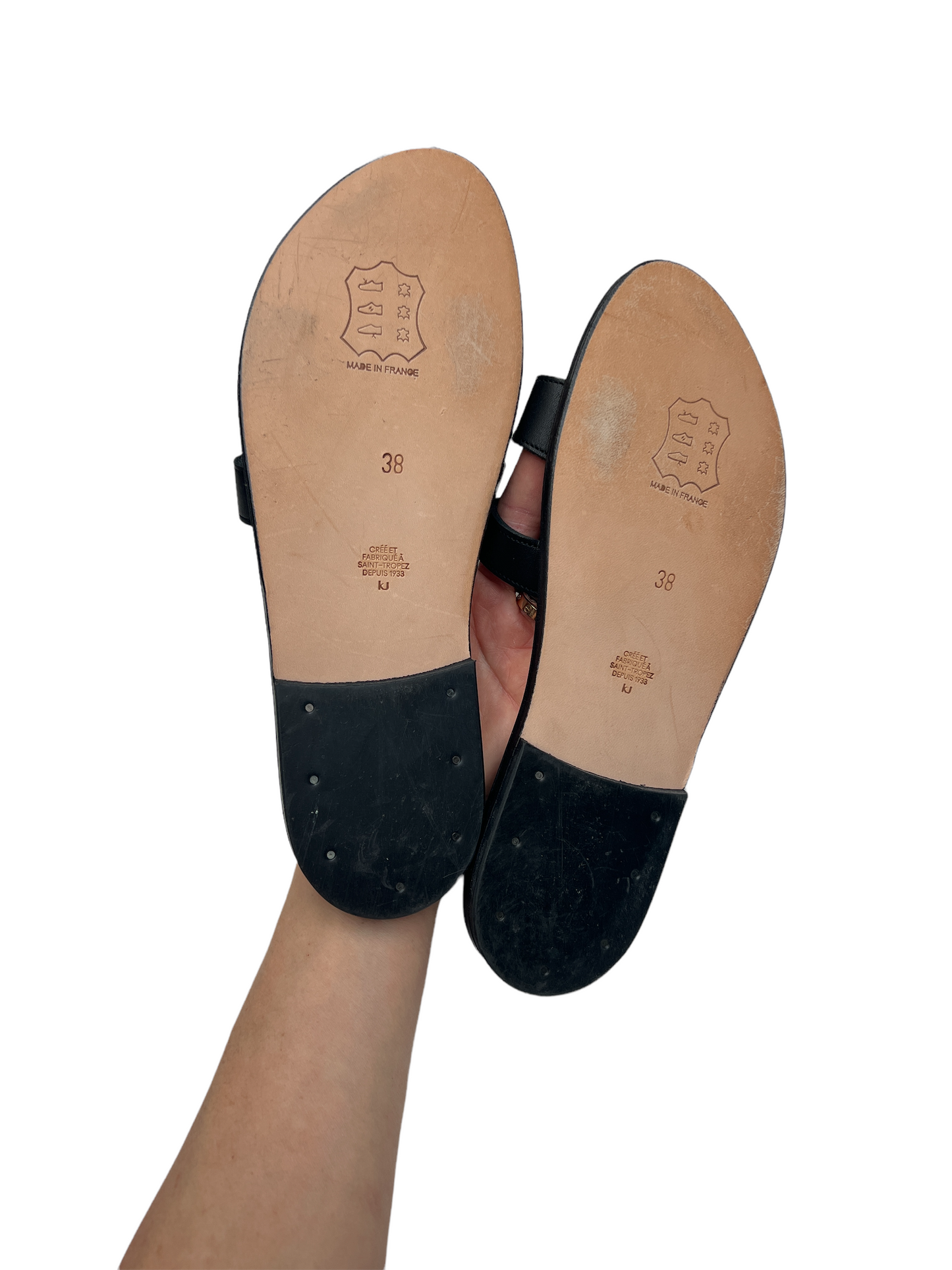 Black Leather Sandals - 7