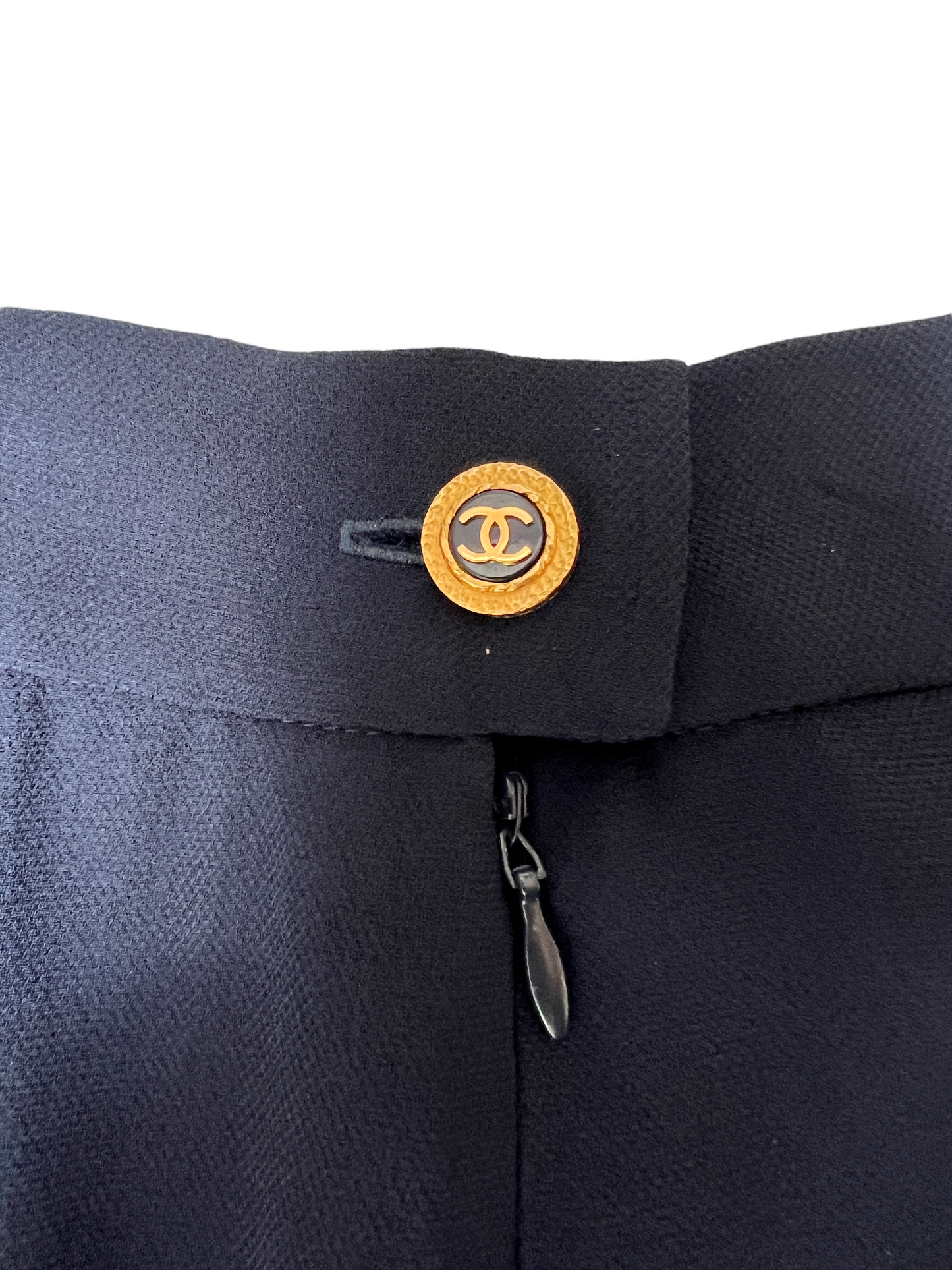 Navy Silk Long Skirt - L