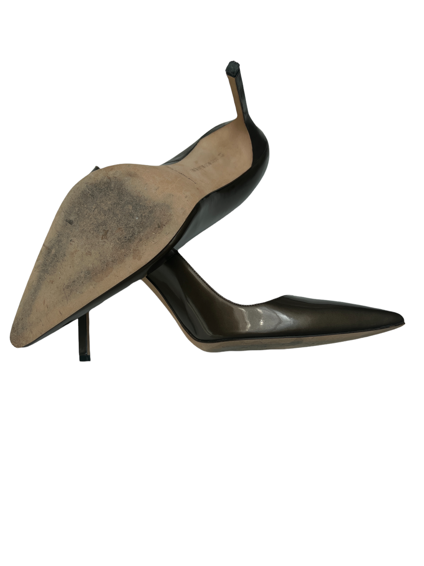 Metallic Brown Patent Brown Heels - 11