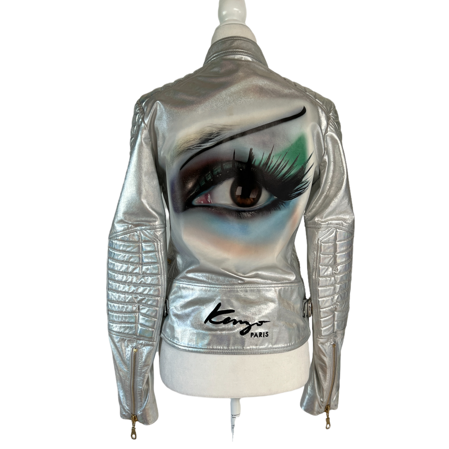 Silver Leather Jacket - S