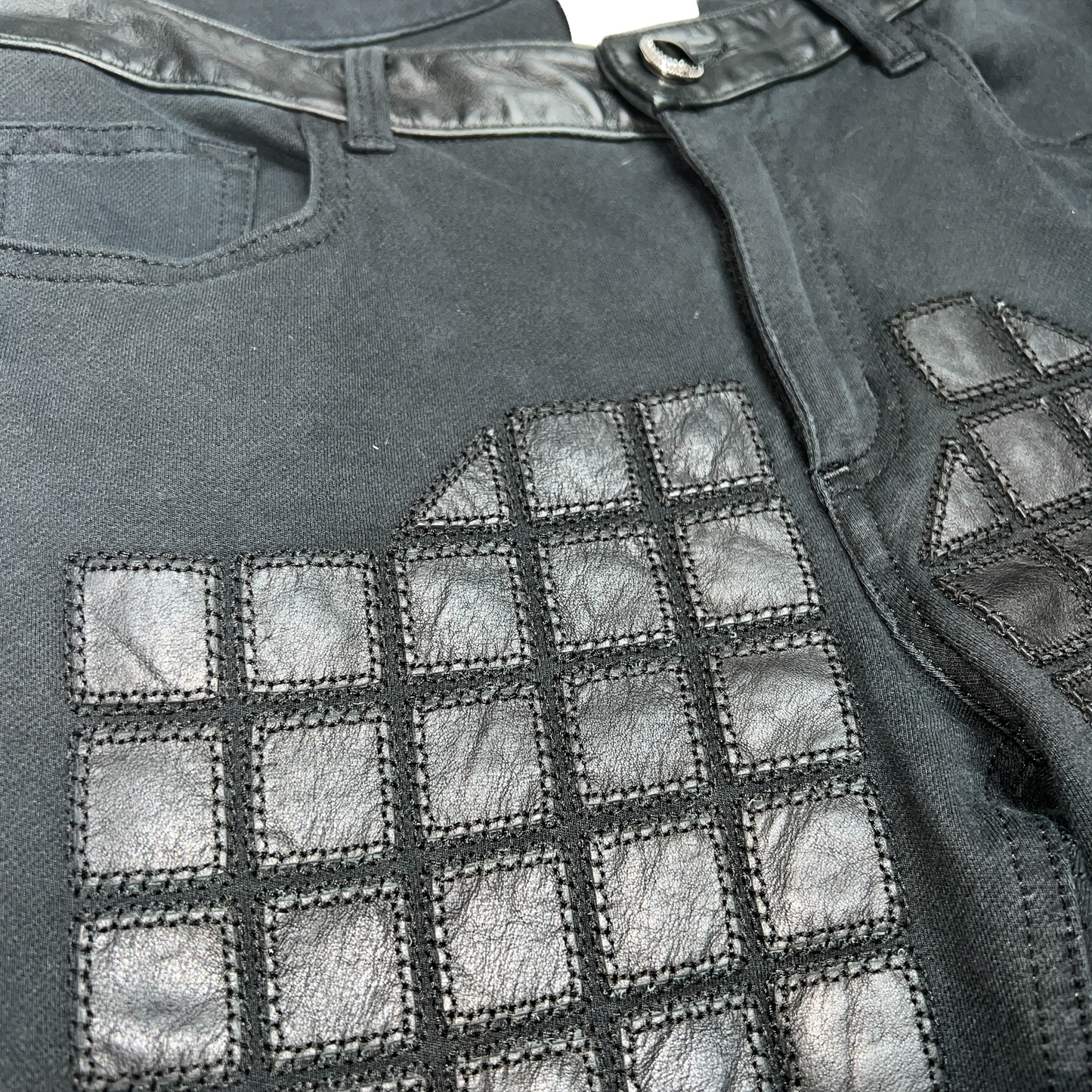 Black Pants with Leather Details - 34