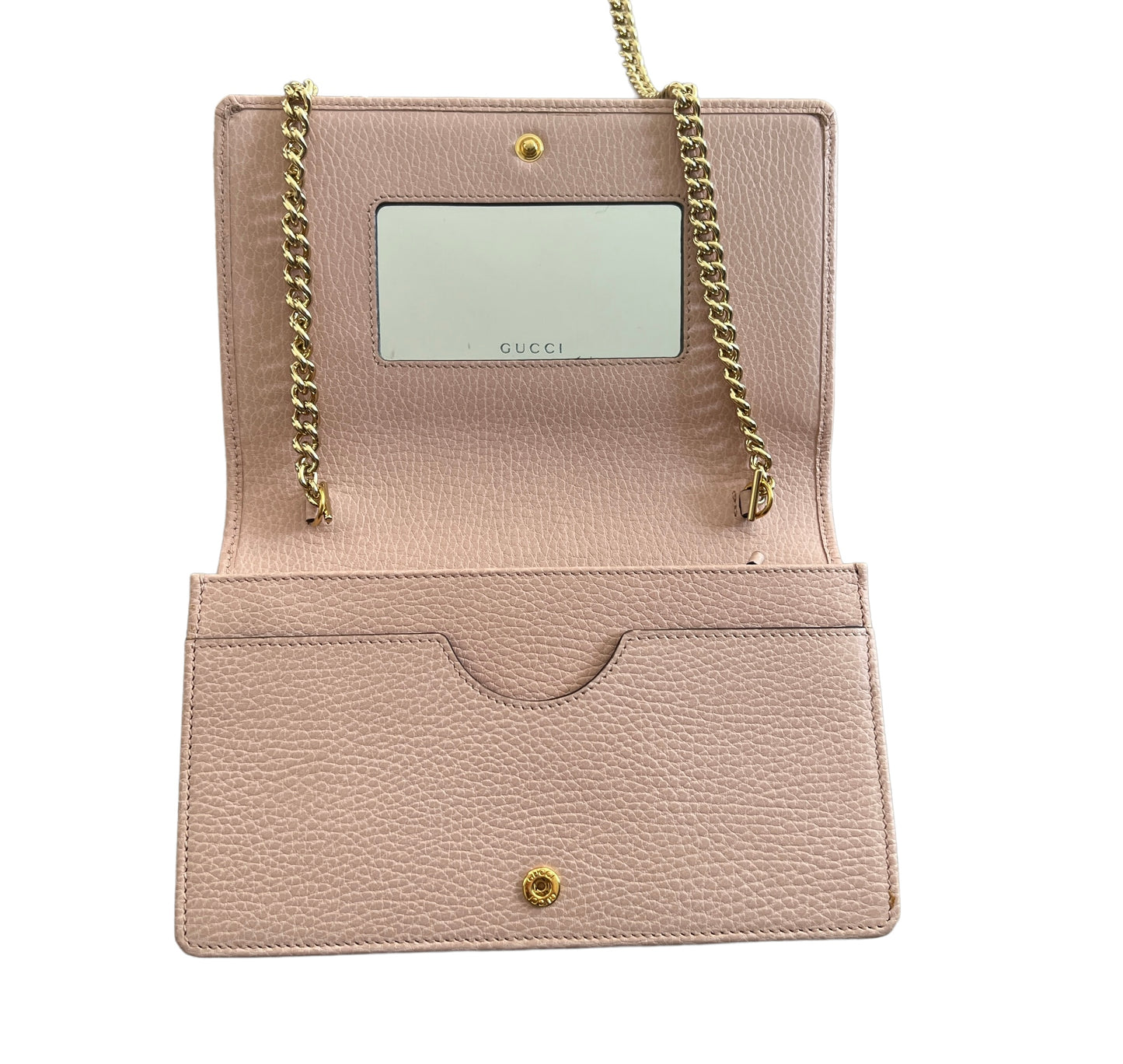 Pink Leather Wallet on Chain