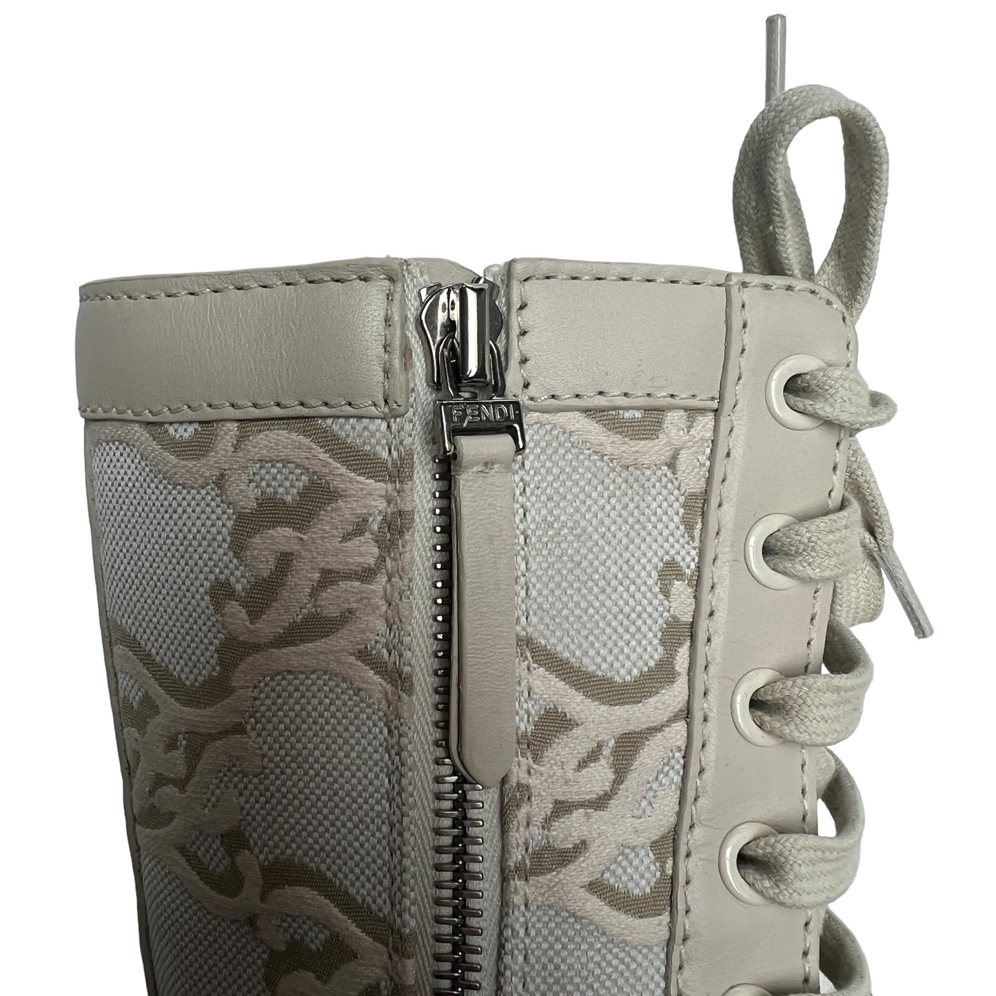 Zucca FF Logo Leather Combat Boots