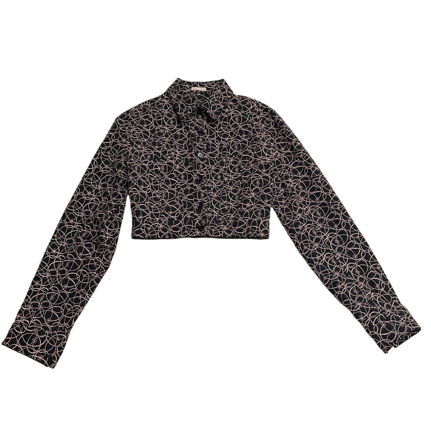 2022 Black Cotton Cropped Jacket - S