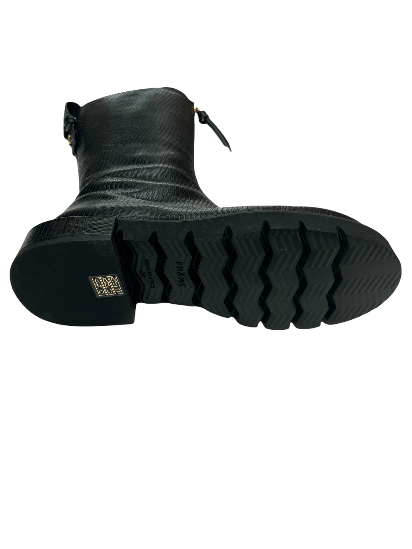 Black Leather Combat Boots - 10