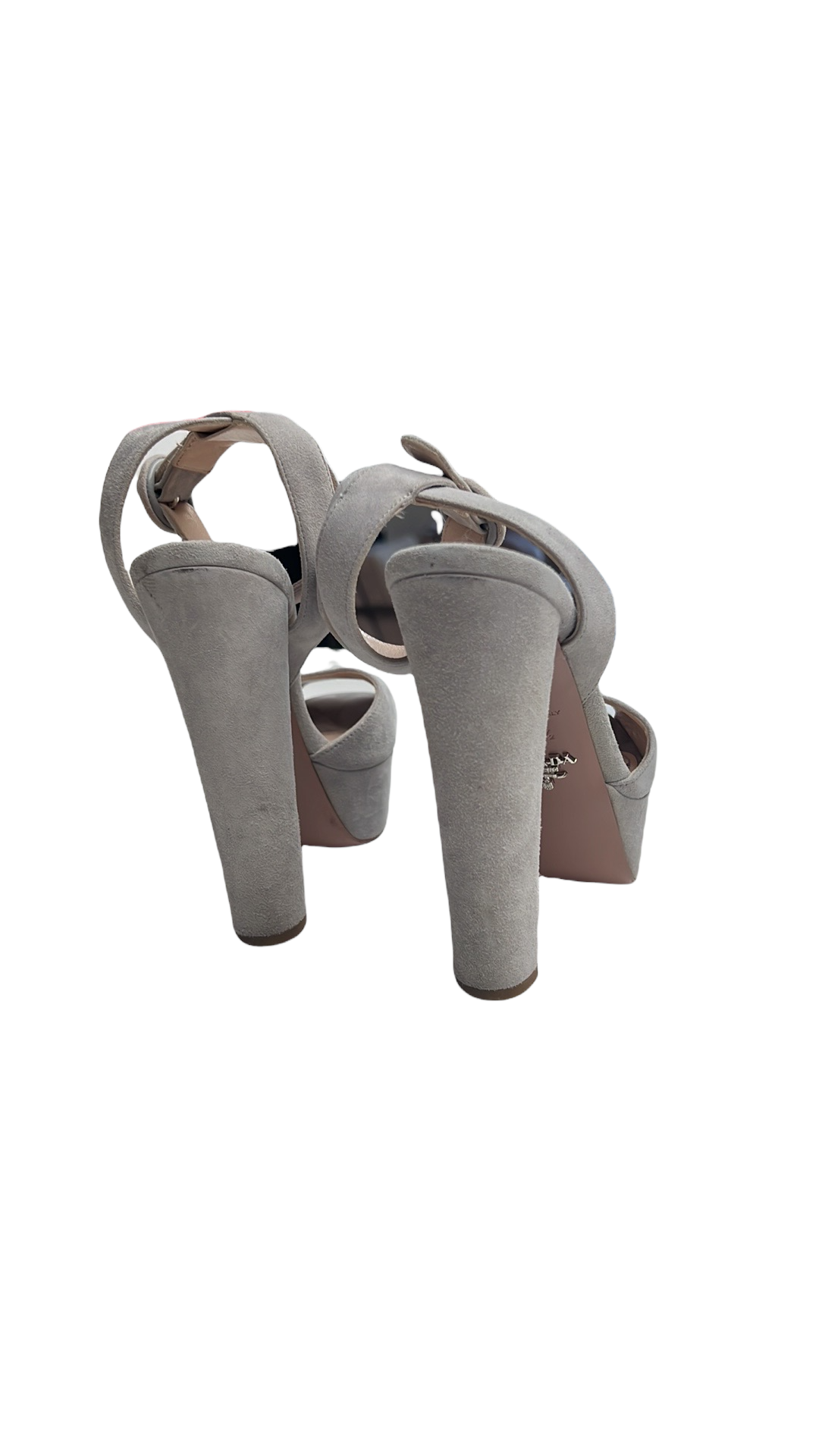 Pearl Grey Suede Platform Heels - 5.5