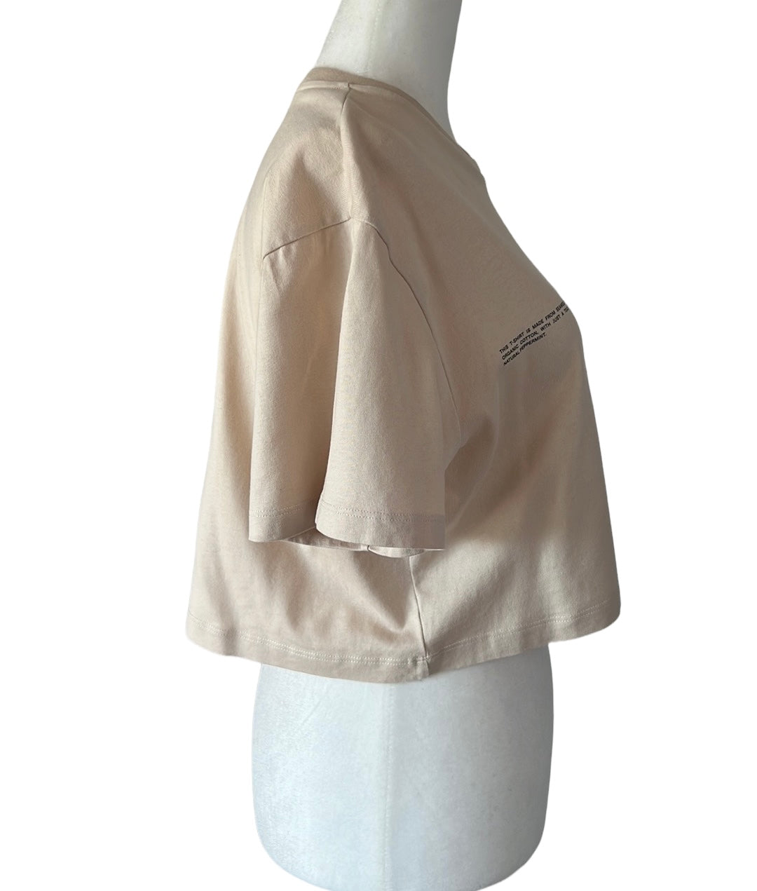 Cream Cotton Cropped T-shirt - S