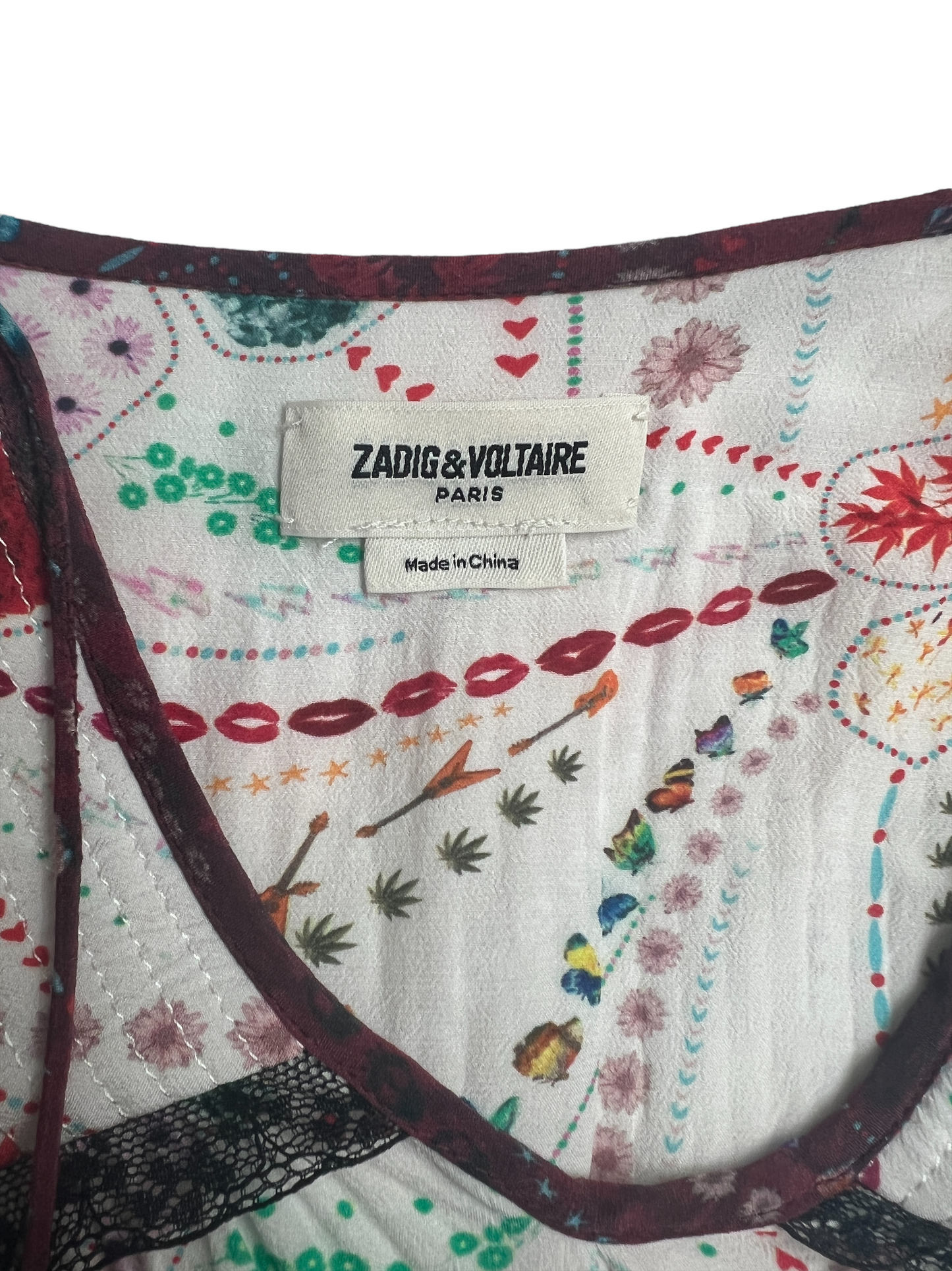 White and Print Blouse - S