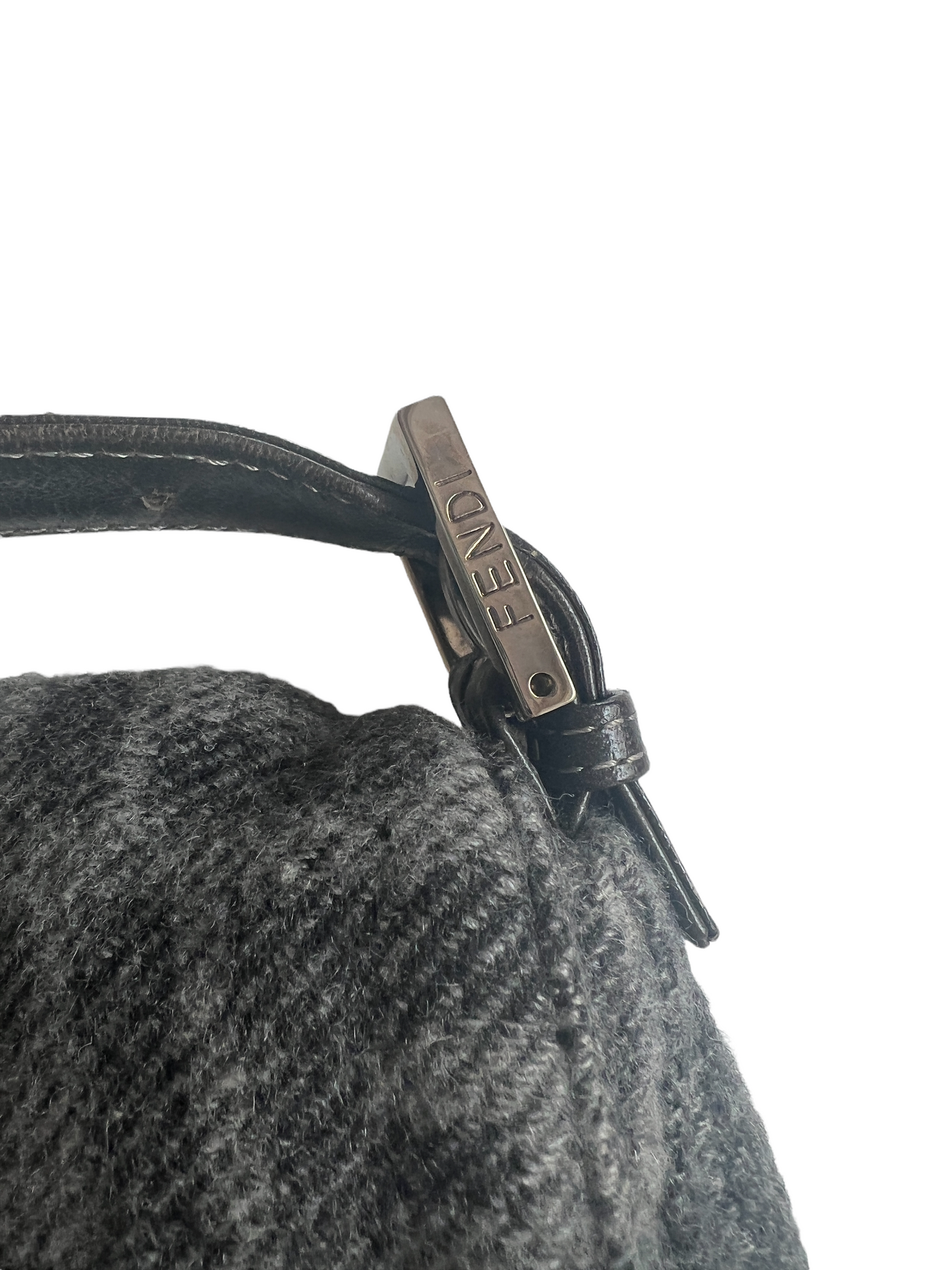 Grey Wool Baguette Bag