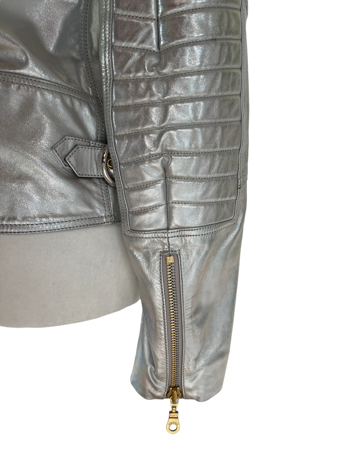 Silver Leather Jacket - S