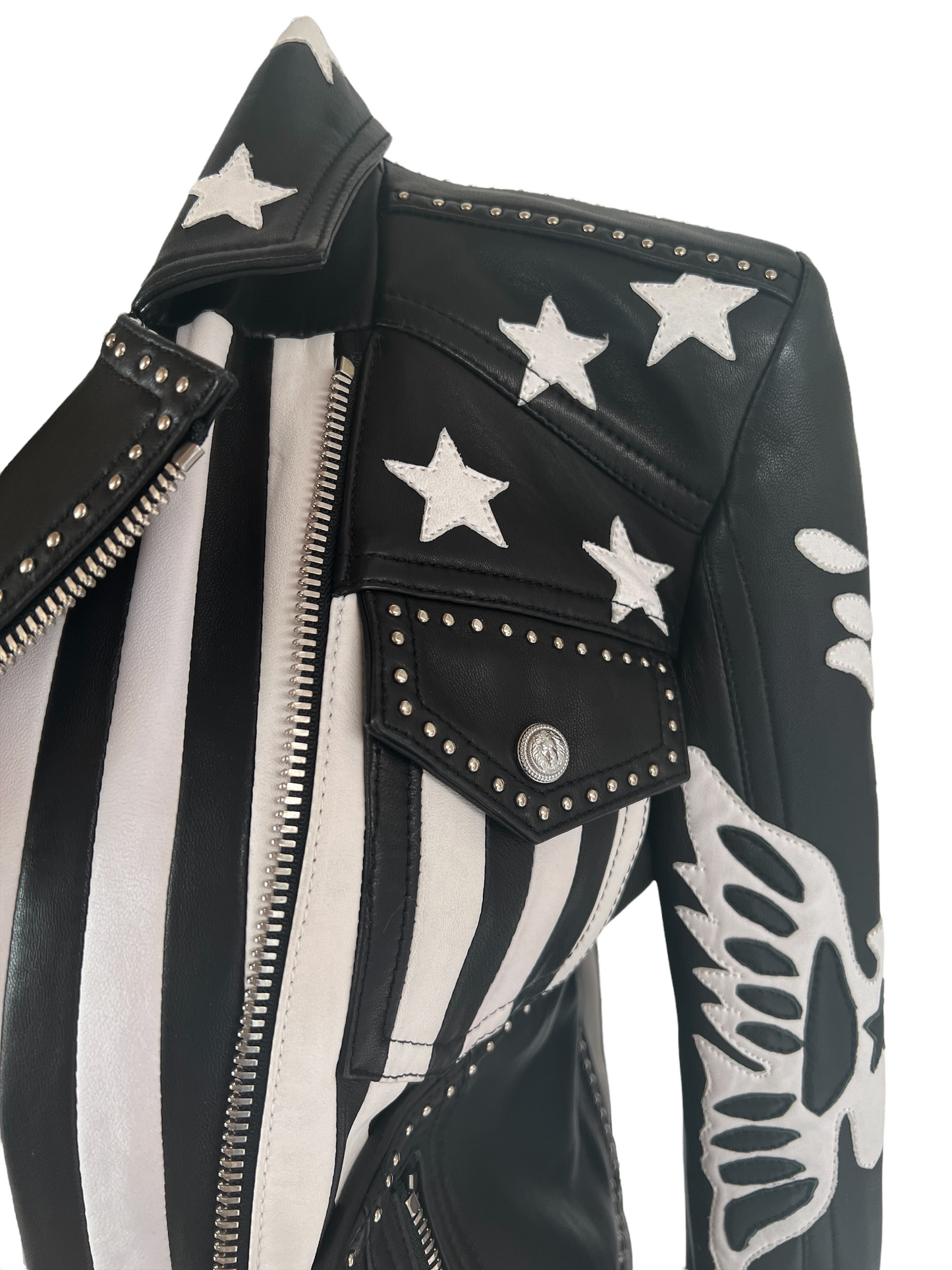 Black & White Leather Jacket - S