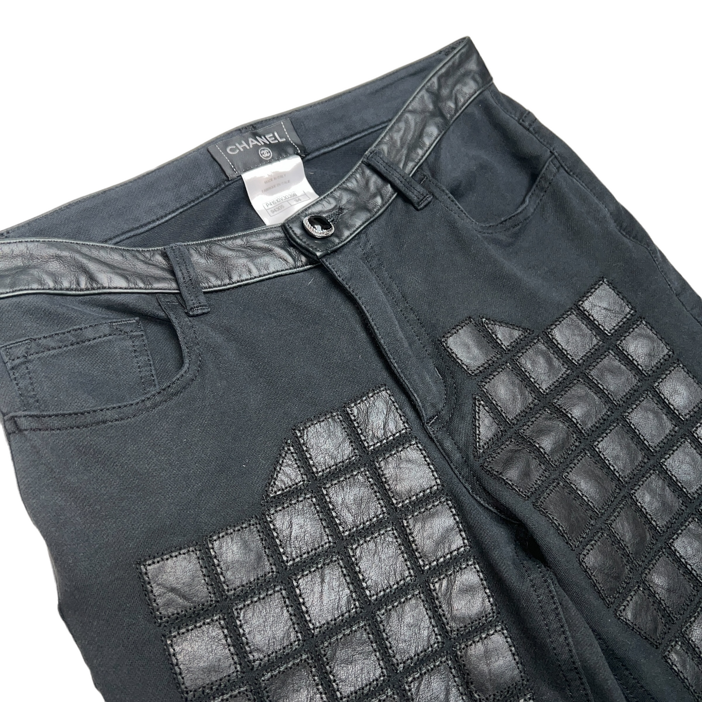Black Pants with Leather Details - 34