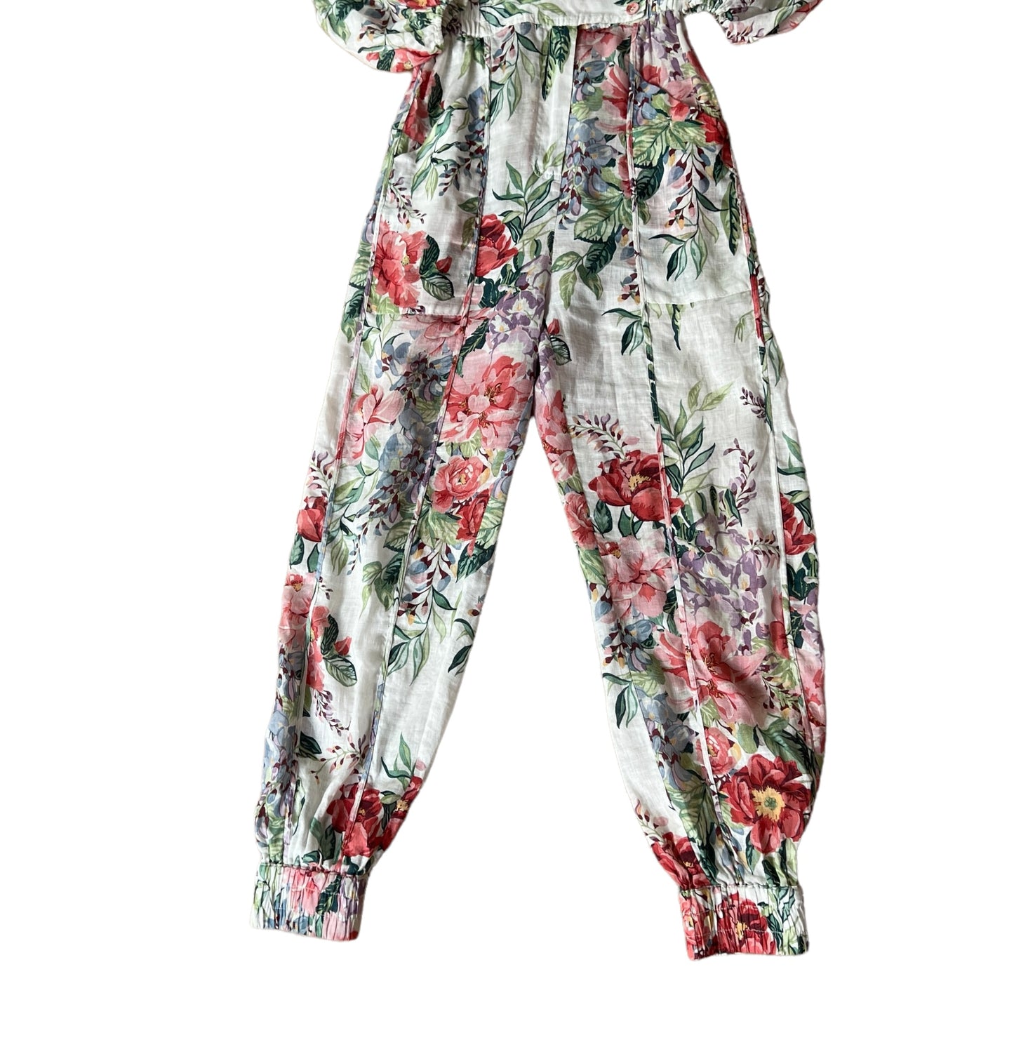 Floral Linen Jumpsuit - 0