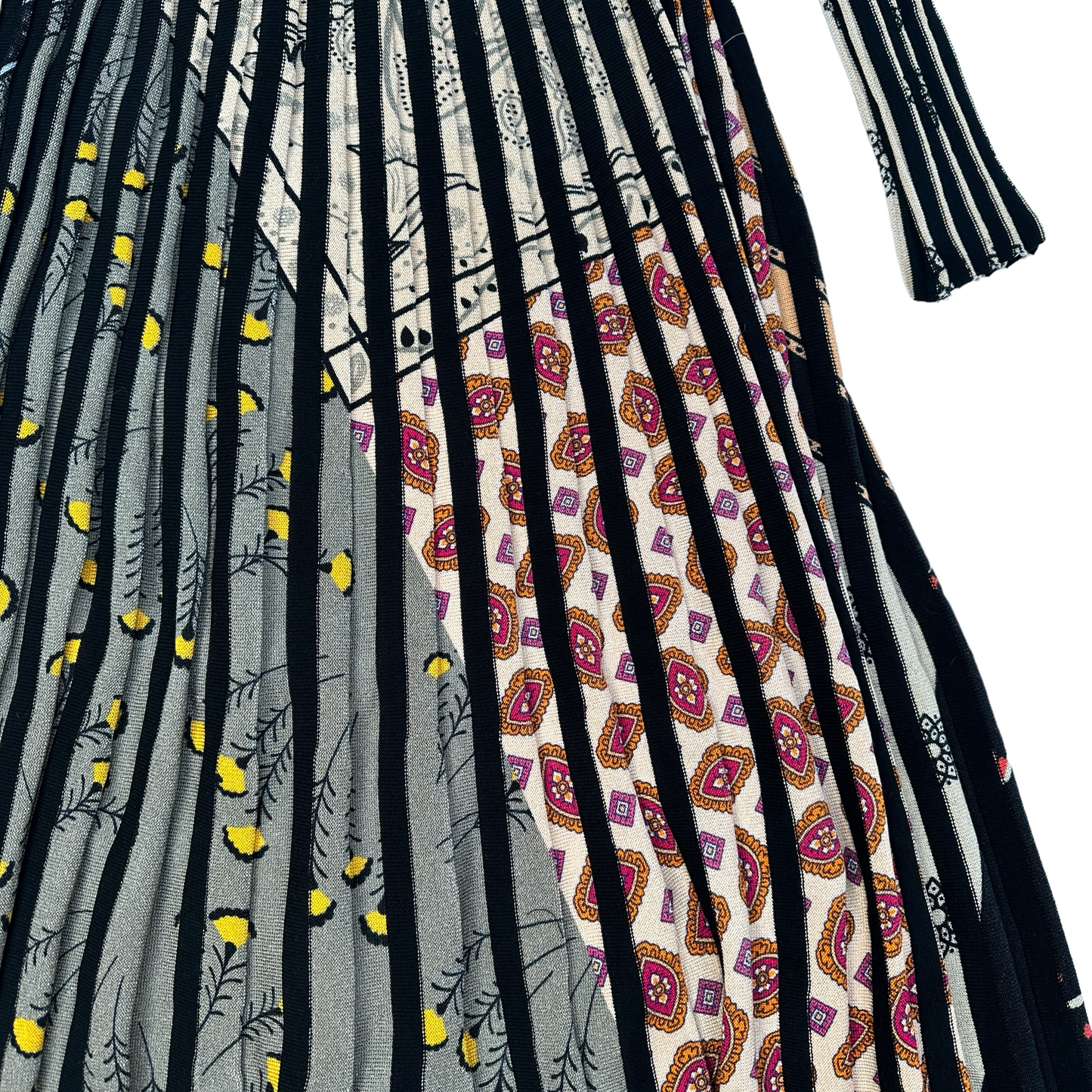 Black and Print Long Dress - M