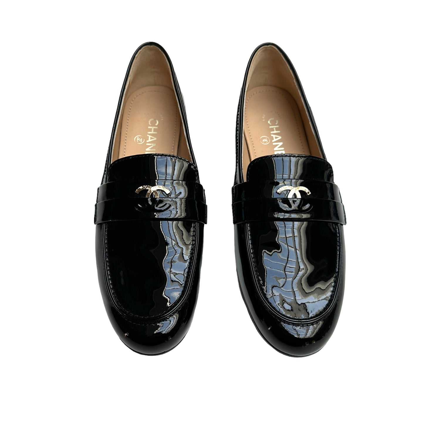 Black Patent Logo Loafers - 10