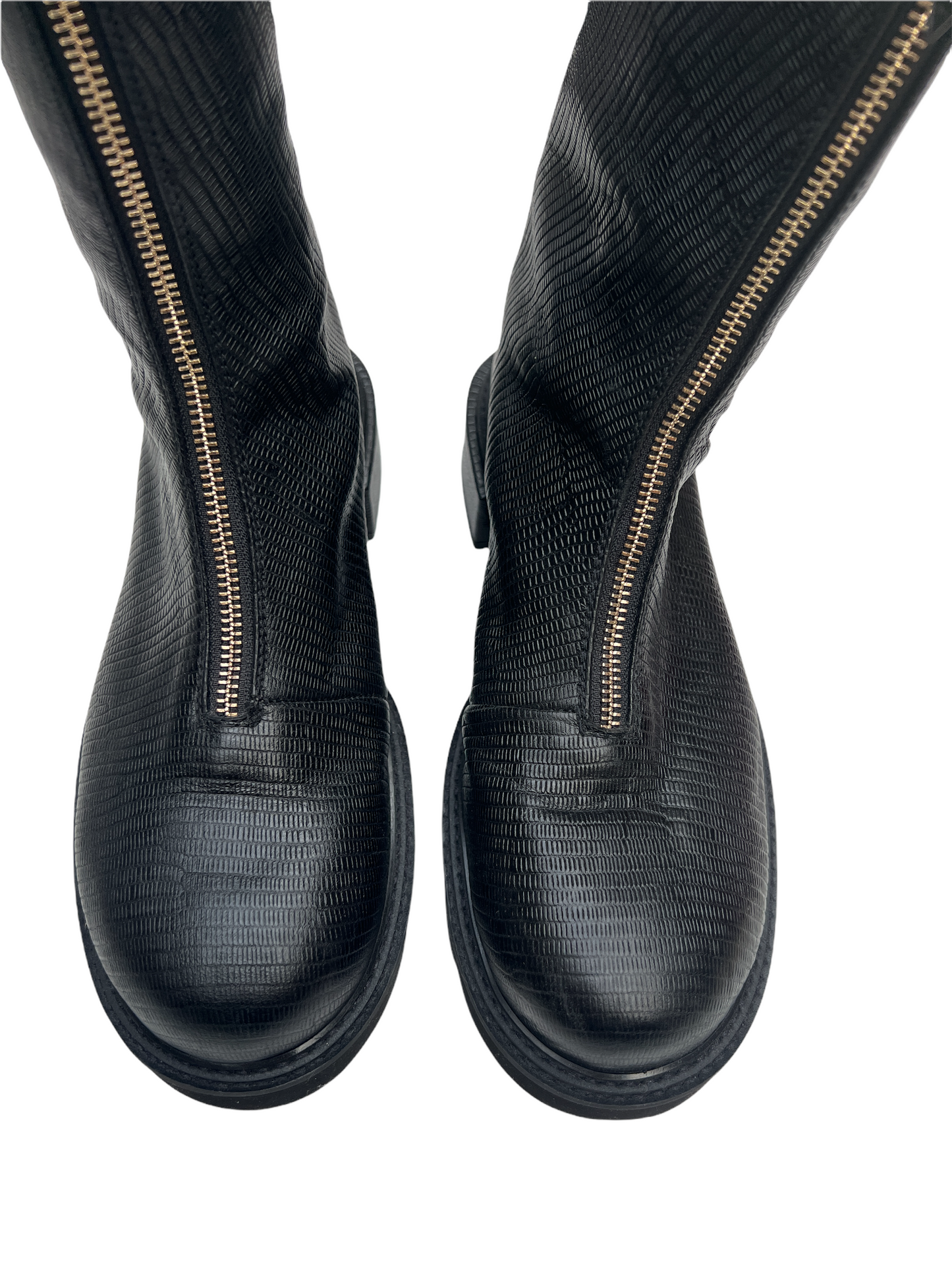 Black Leather Combat Boots - 10