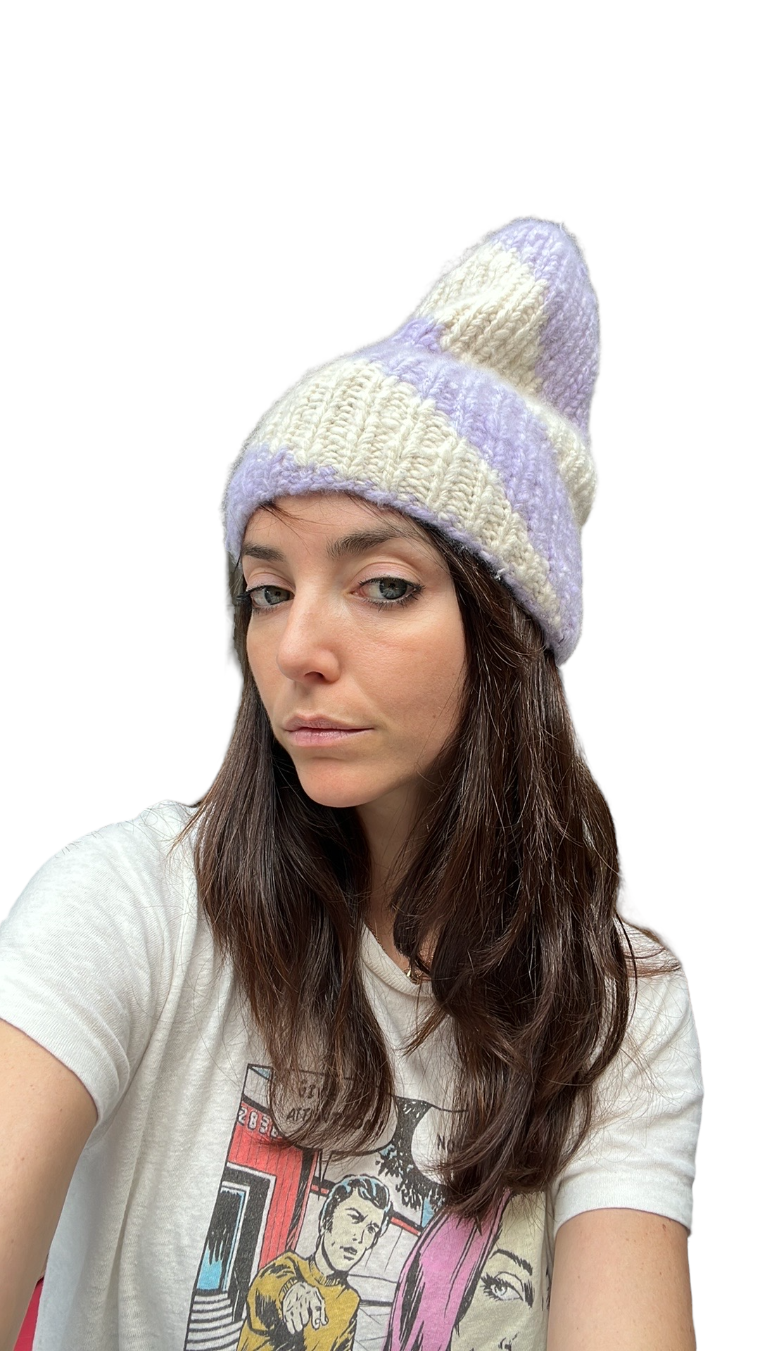 Lavender and Cream Beanie - OS