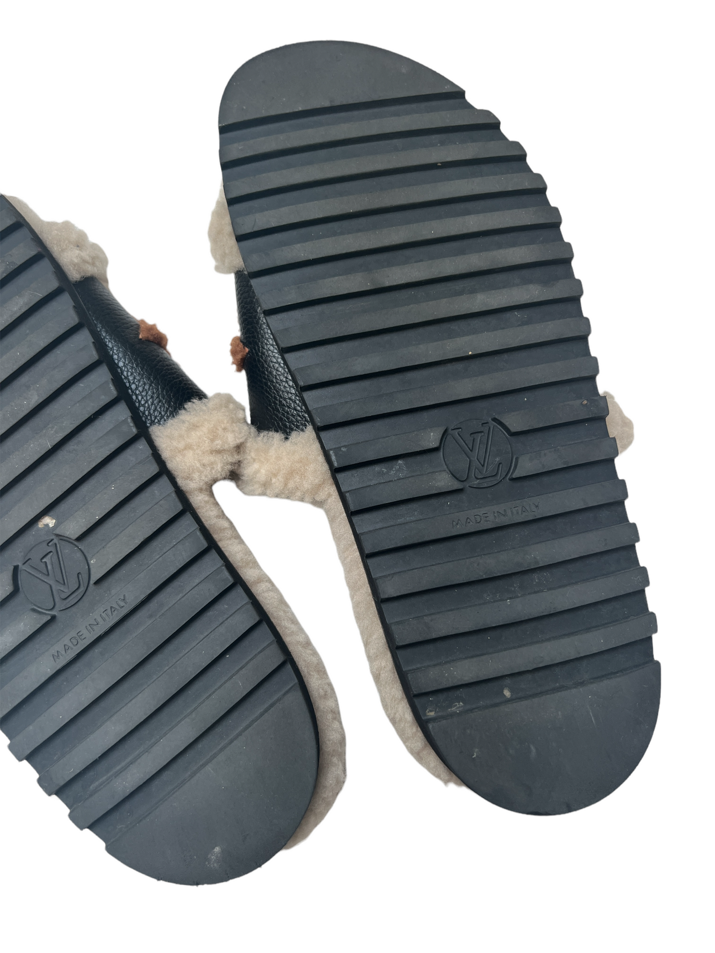 Paseo Logo Leather And Shearling Slides