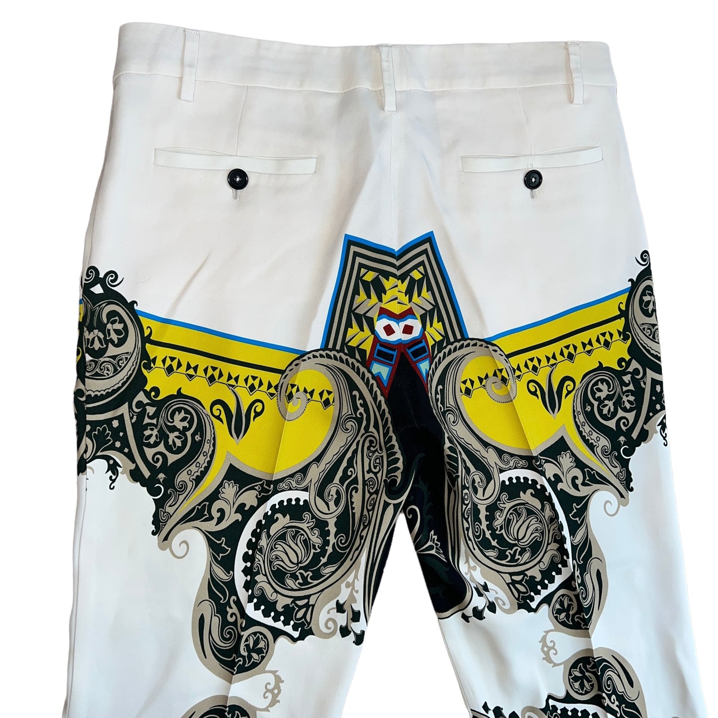 Cream Printed Pants - S