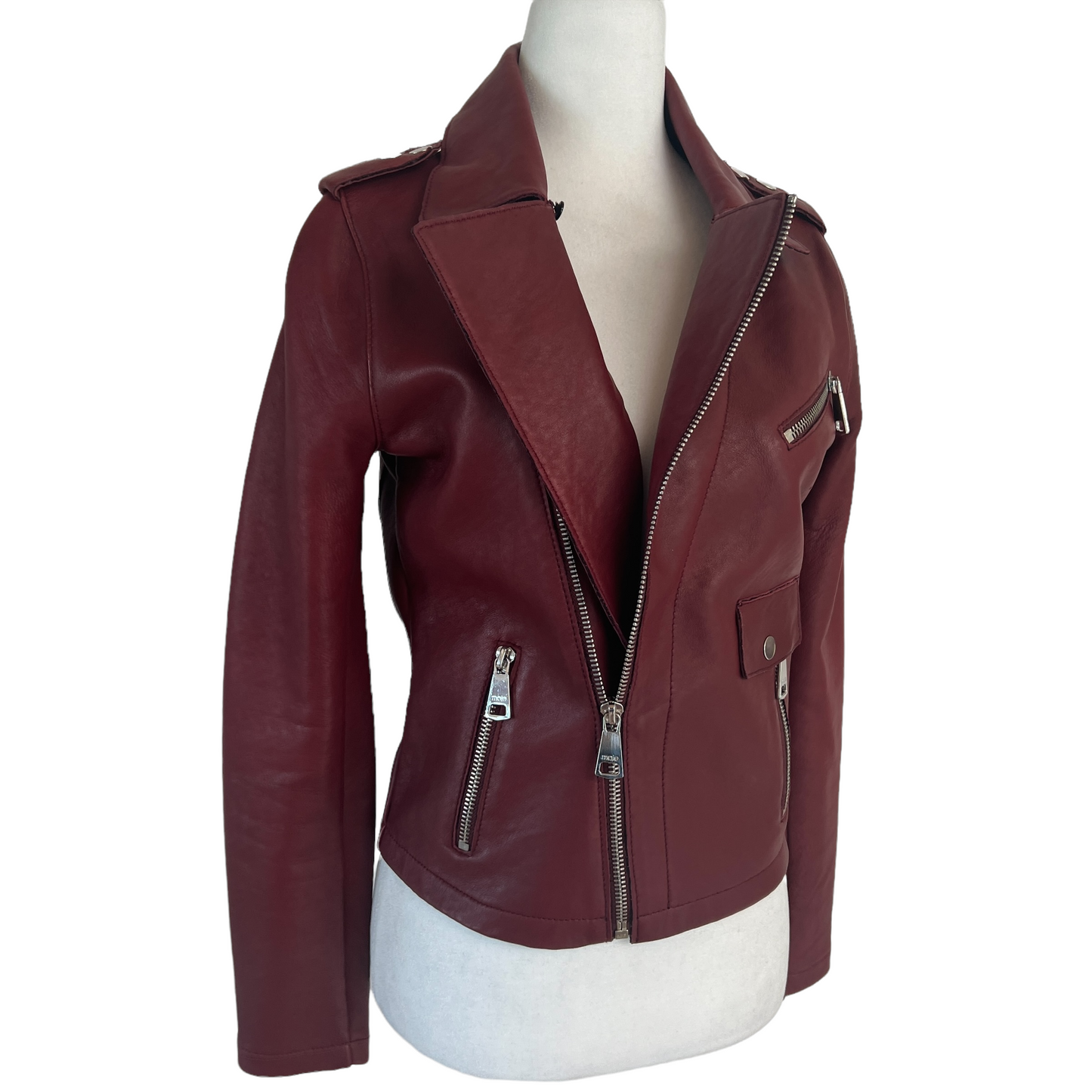 Burgundy Leather Jacket - M