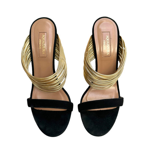 Black Suede & Gold Heels - 7