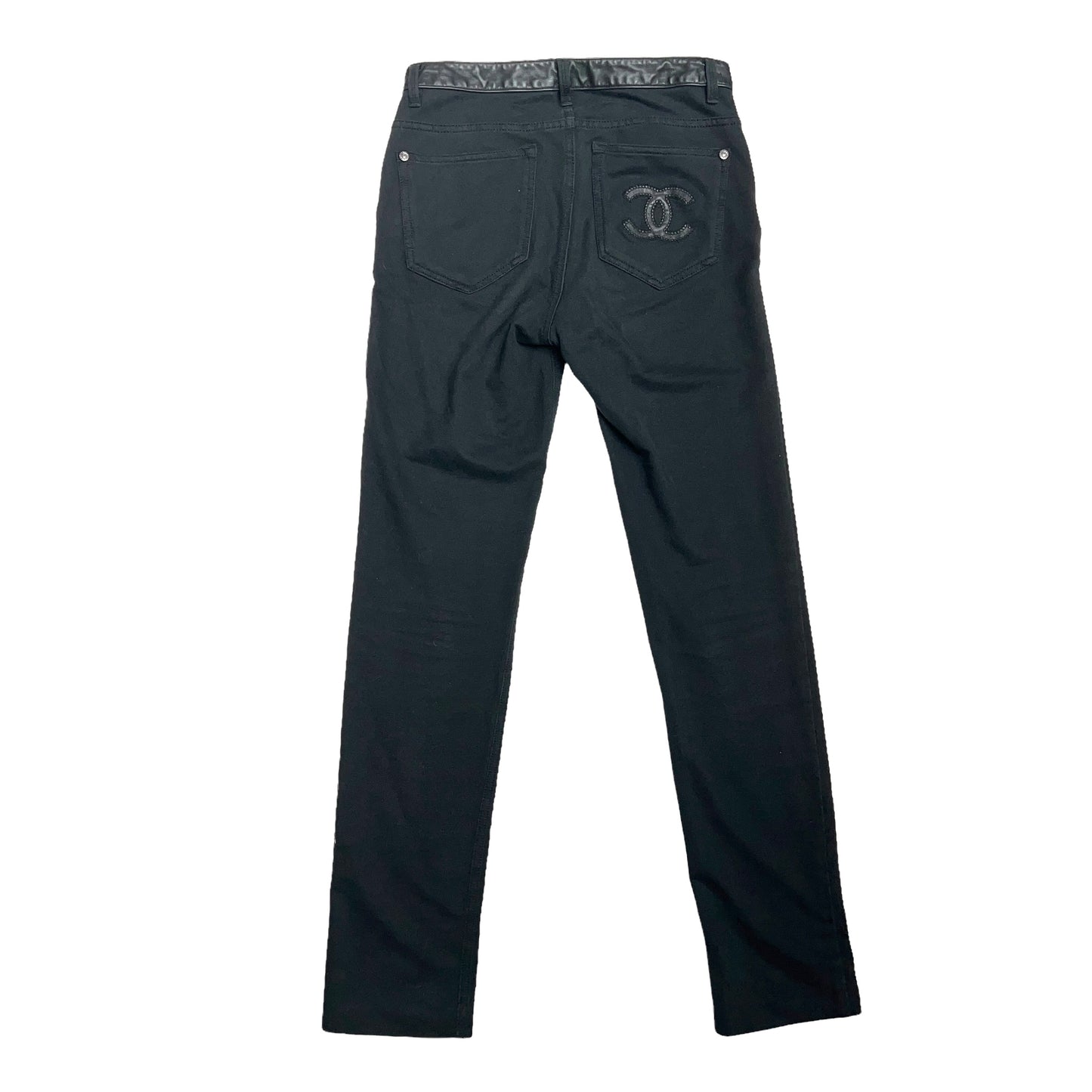 Black Pants with Leather Details - 34