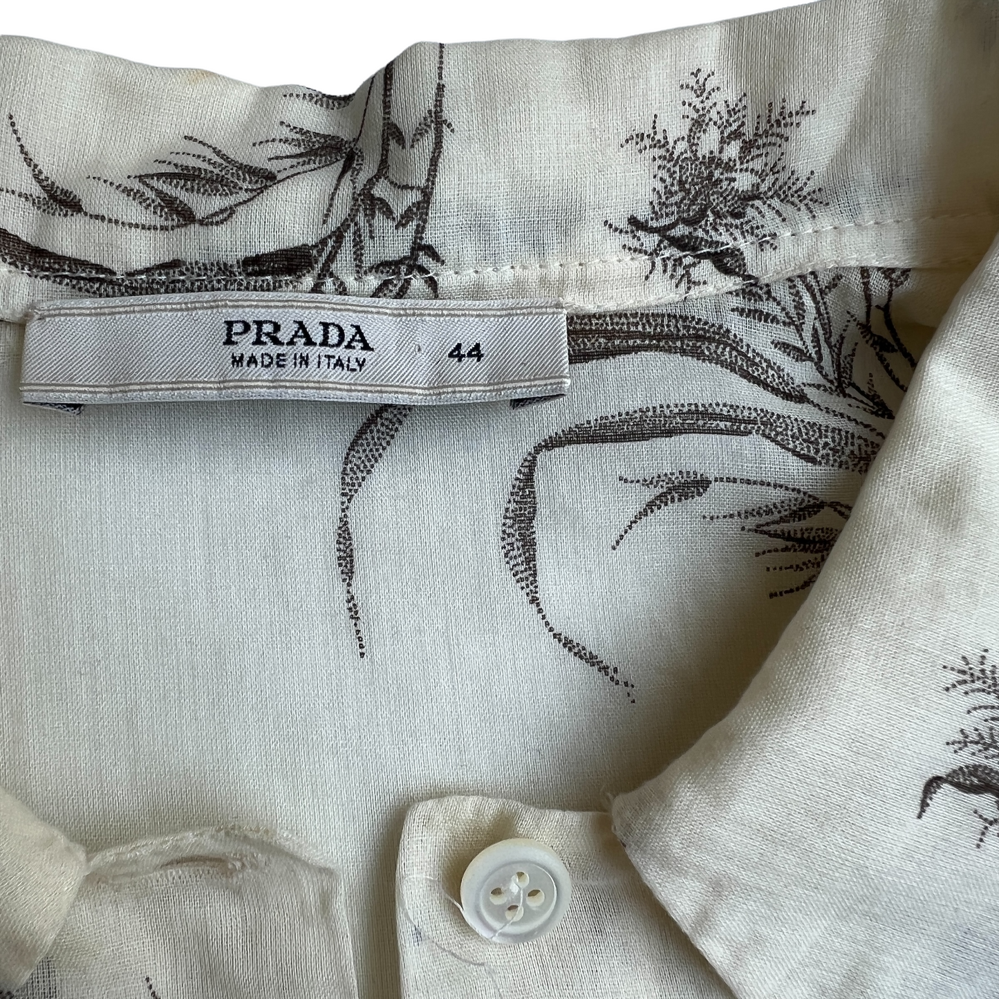 Cream Shirt w/Prints - M