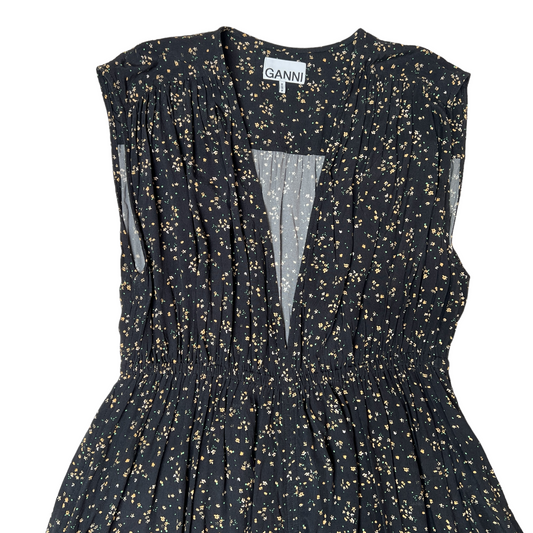 Black Floral Dress - L
