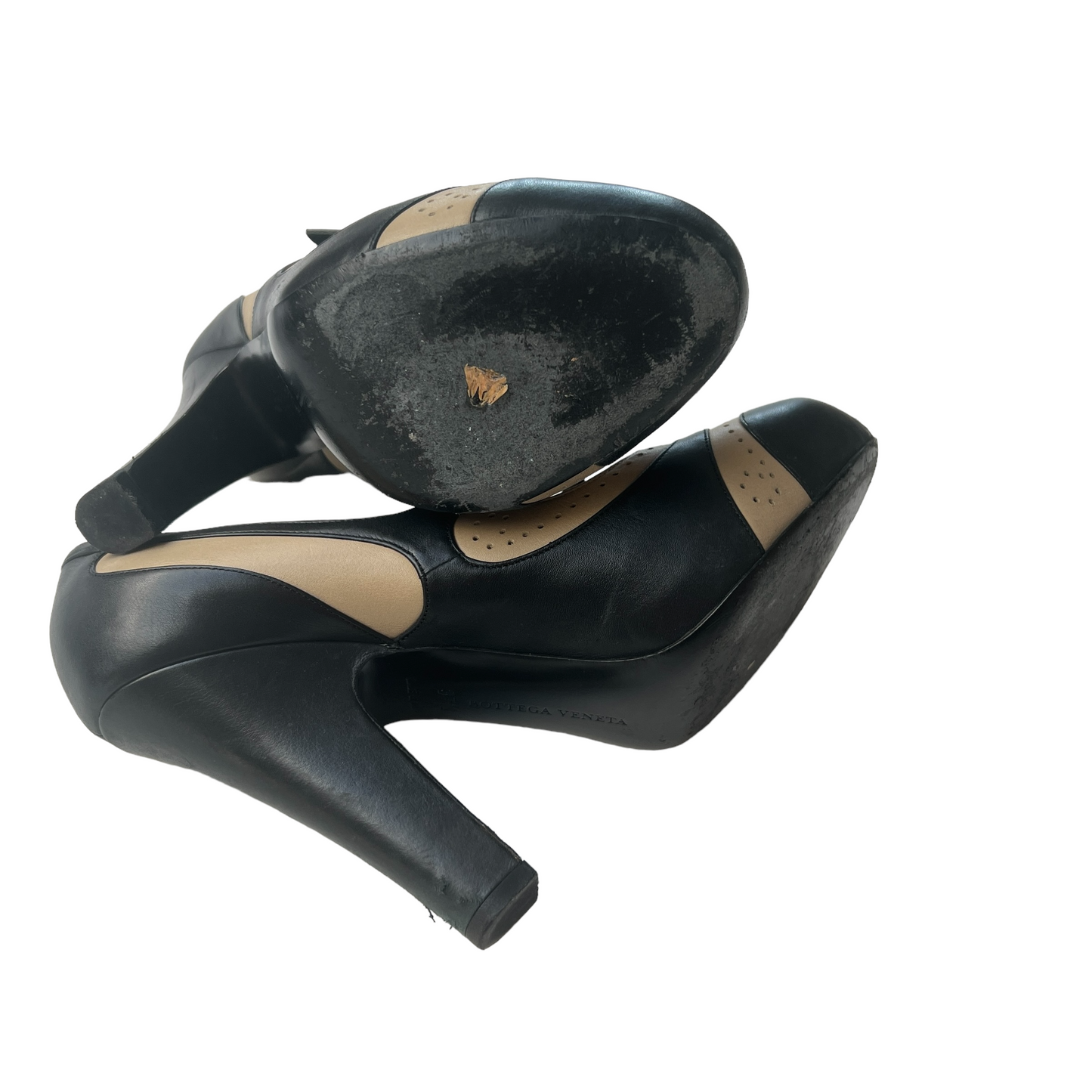 Black & Beige Mary Jane Heels - 7.5