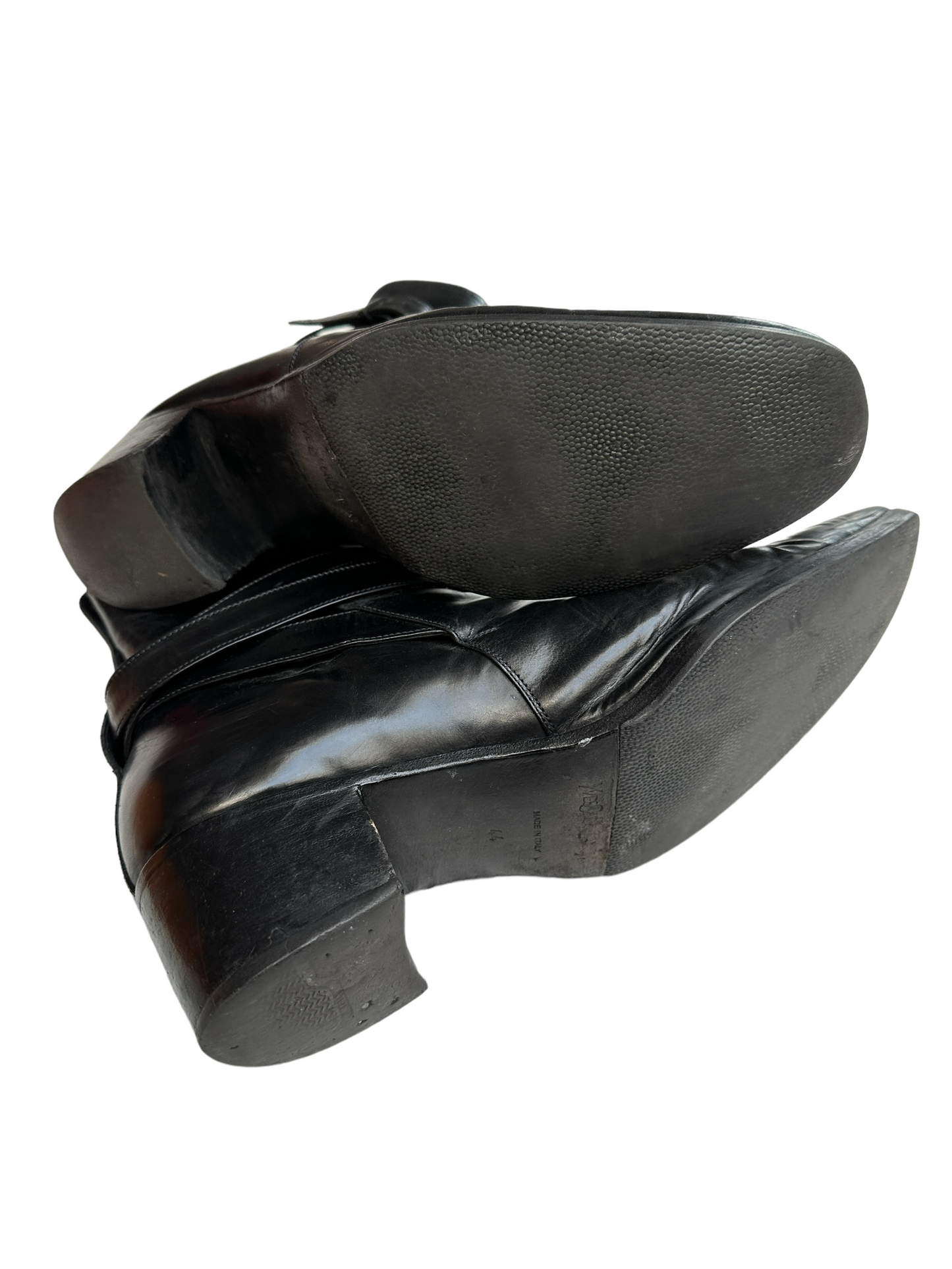 Men Black Leather Boots - 44