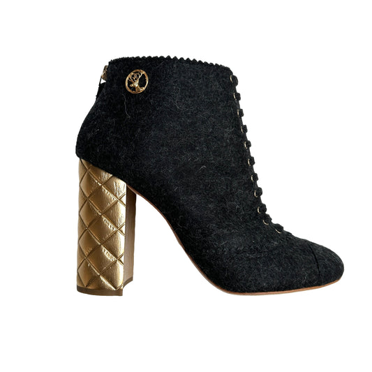 Grey Felt Boots w/Gold Heels - 10