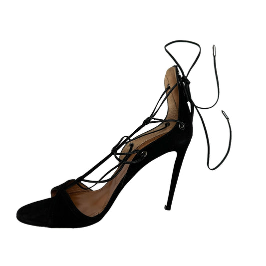 Black Suede Laced Heels - 8