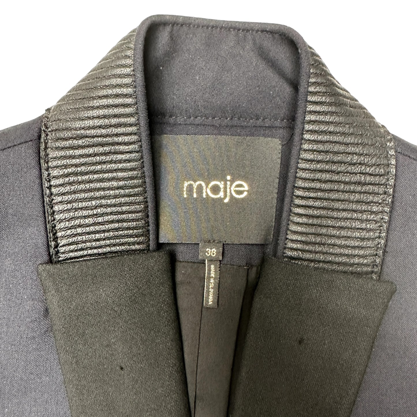 Navy & Black Blazer w/Leather - S