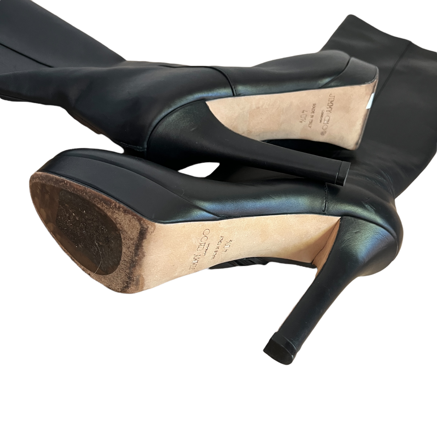 Black Leather Tall Boots - 10.5