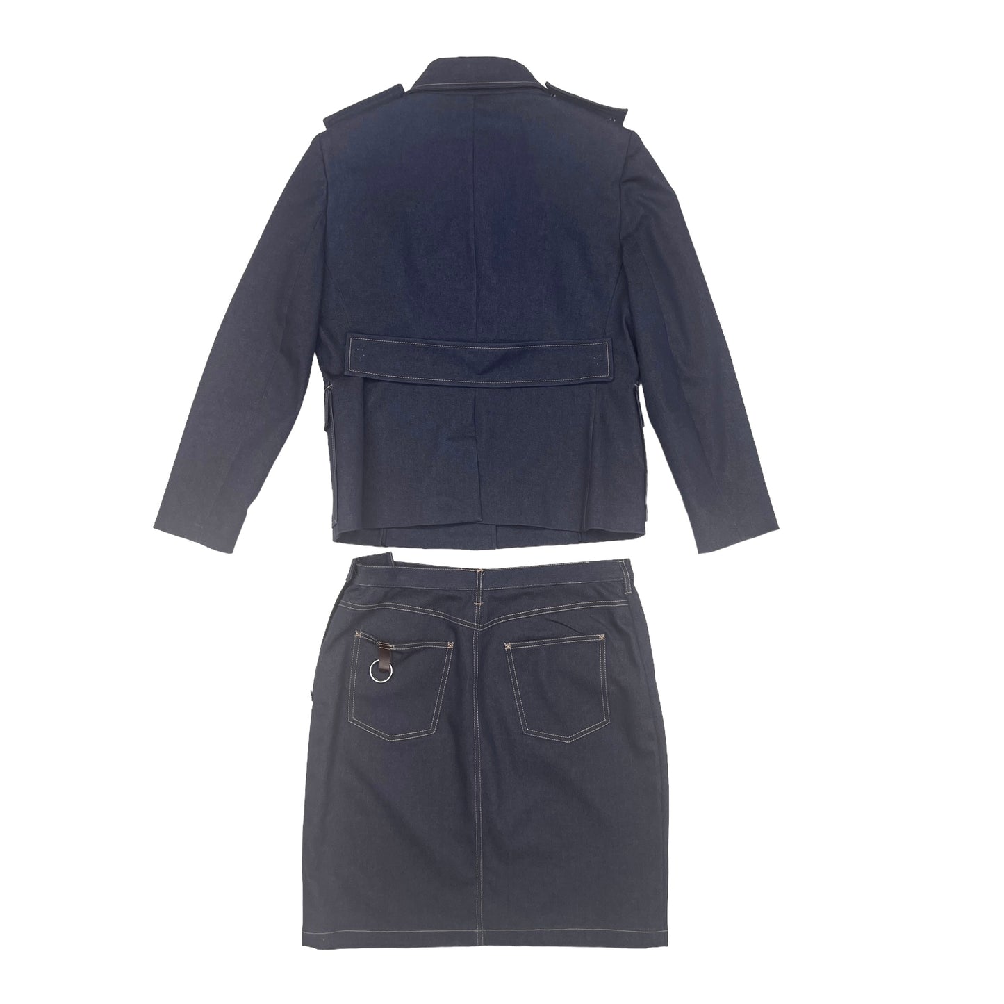 Blue Cotton Blazer Set - L