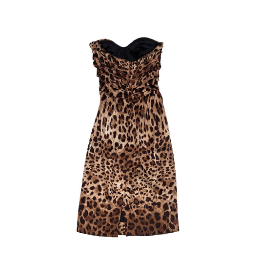 Leopard. Silk Bustier Dress - S