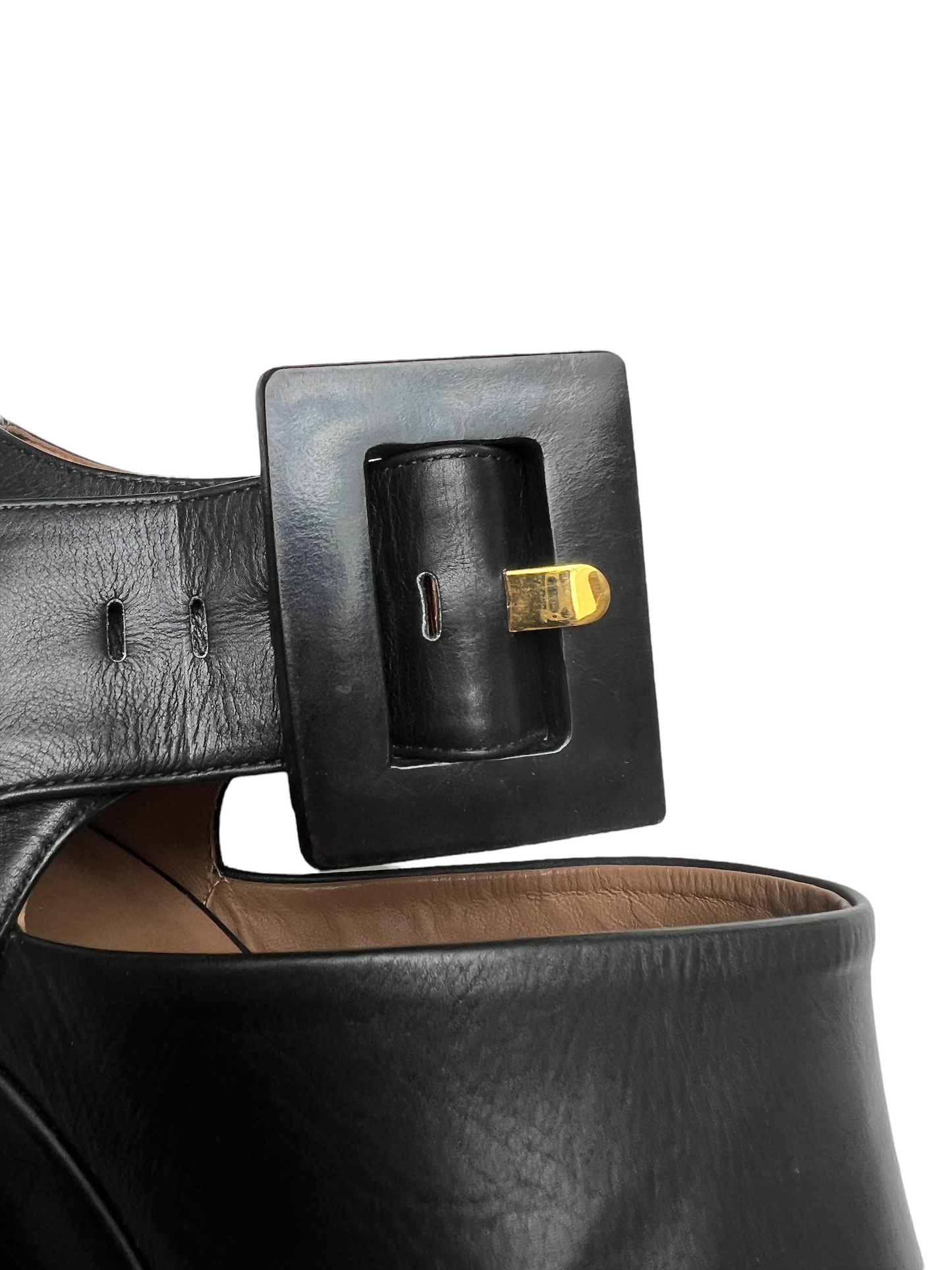 Black Leather Sandals with Buckles - 7.5