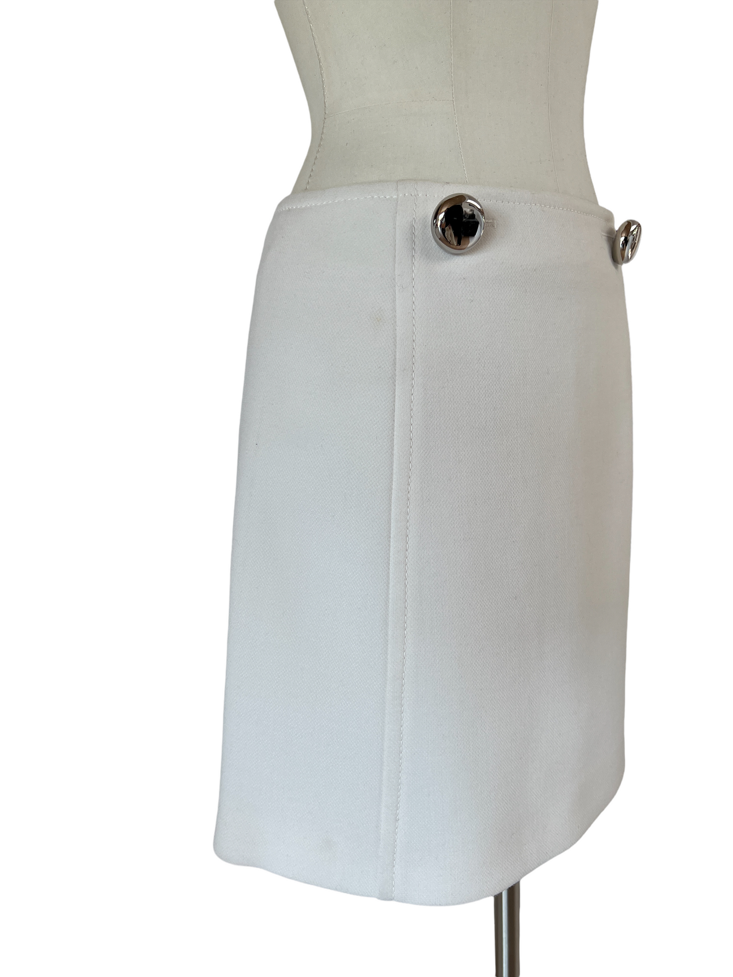 White Wool Jacket and Skirt Set - S