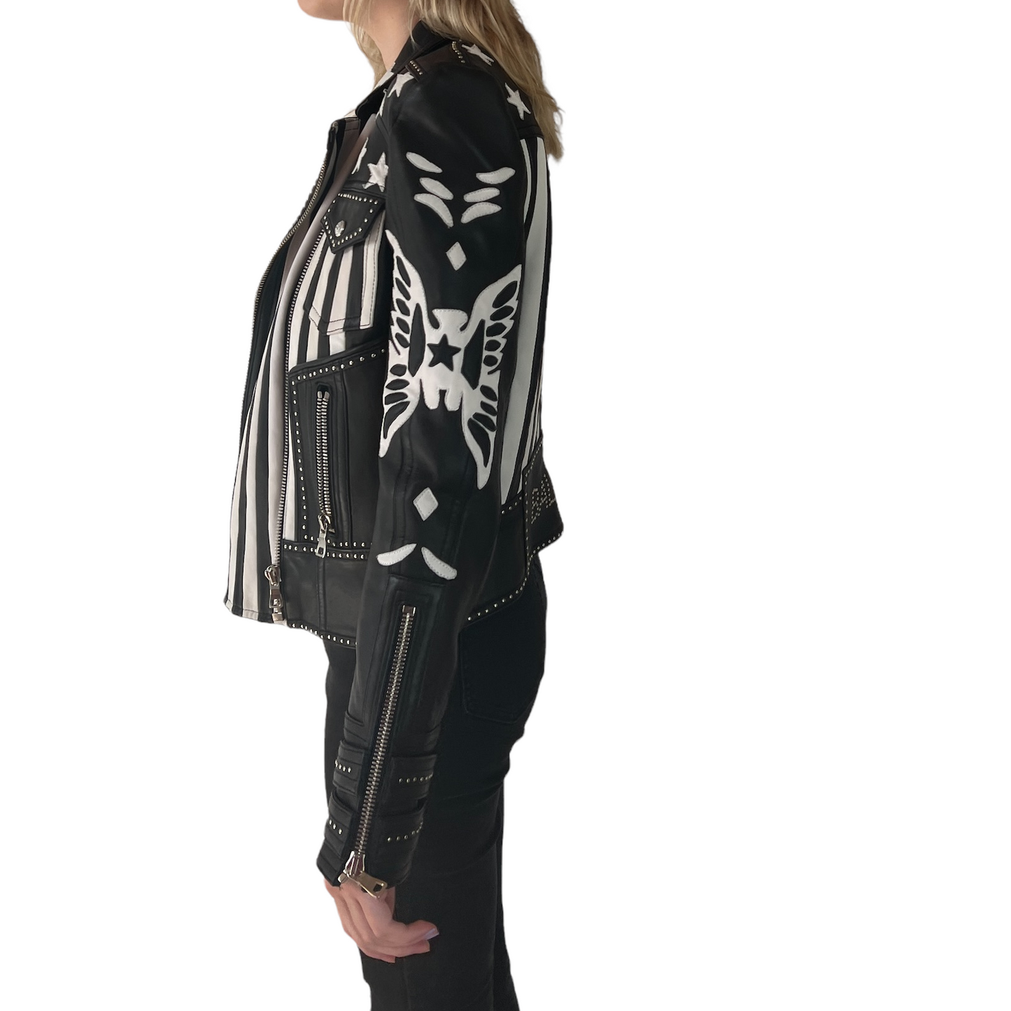 Black & White Leather Jacket - S