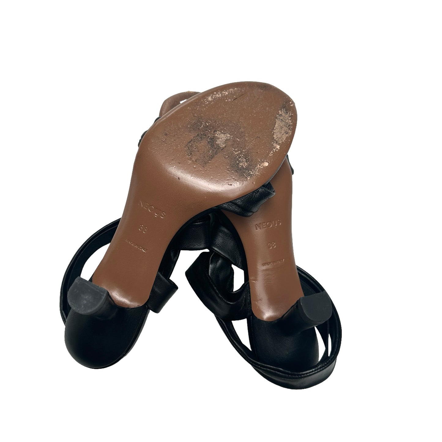 Black Leather Heels - 8