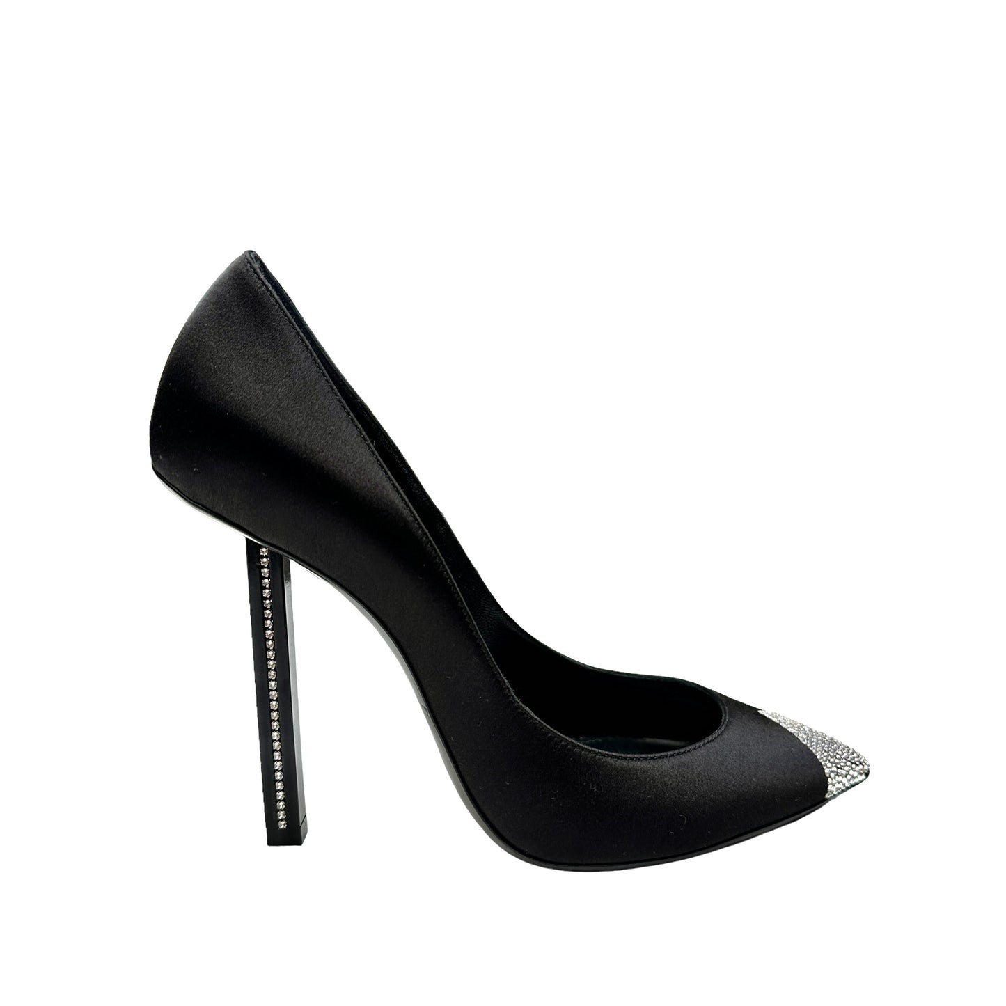 Black Satin & Crystals Heels - 8