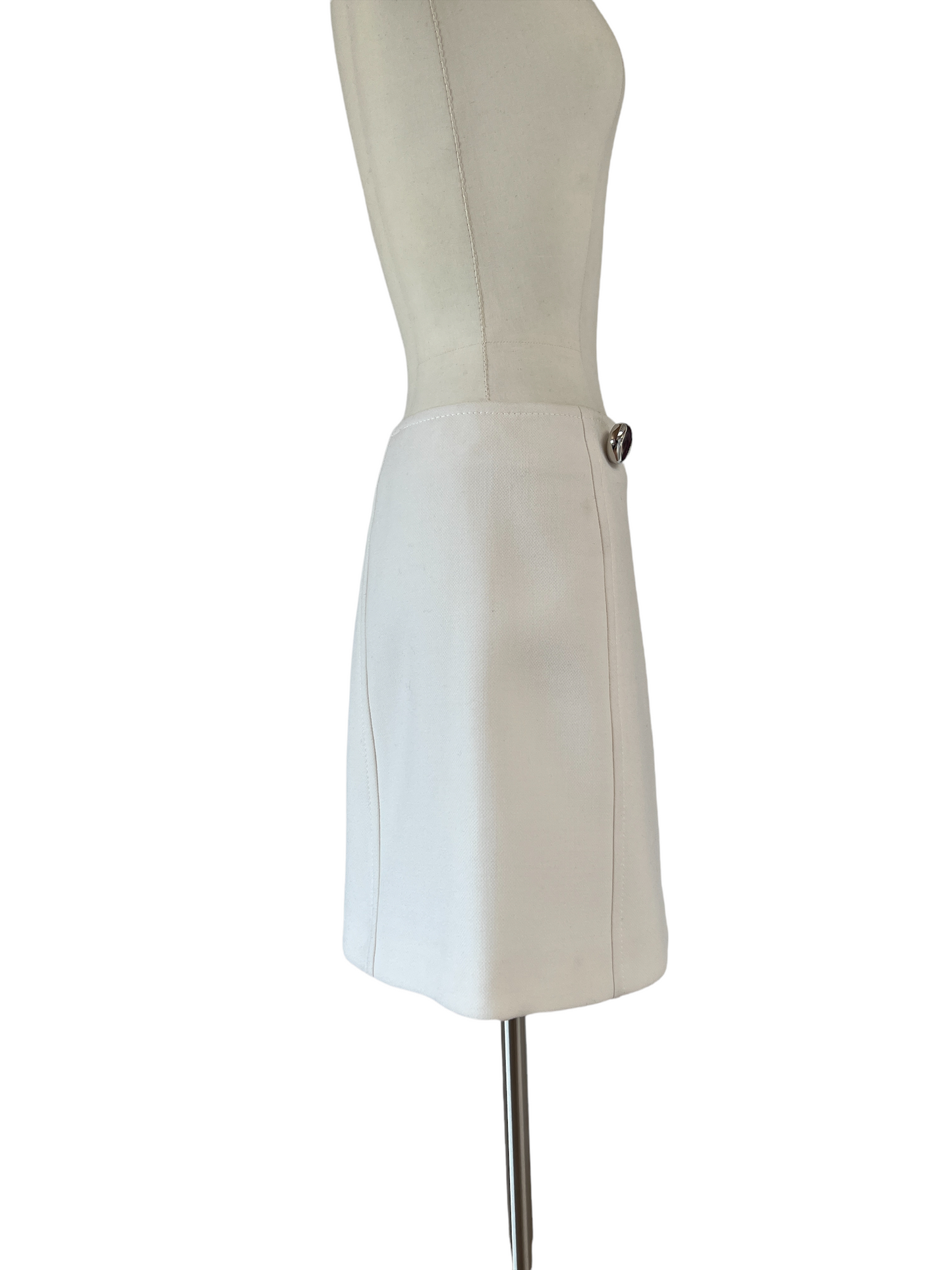 White Wool Jacket and Skirt Set - S